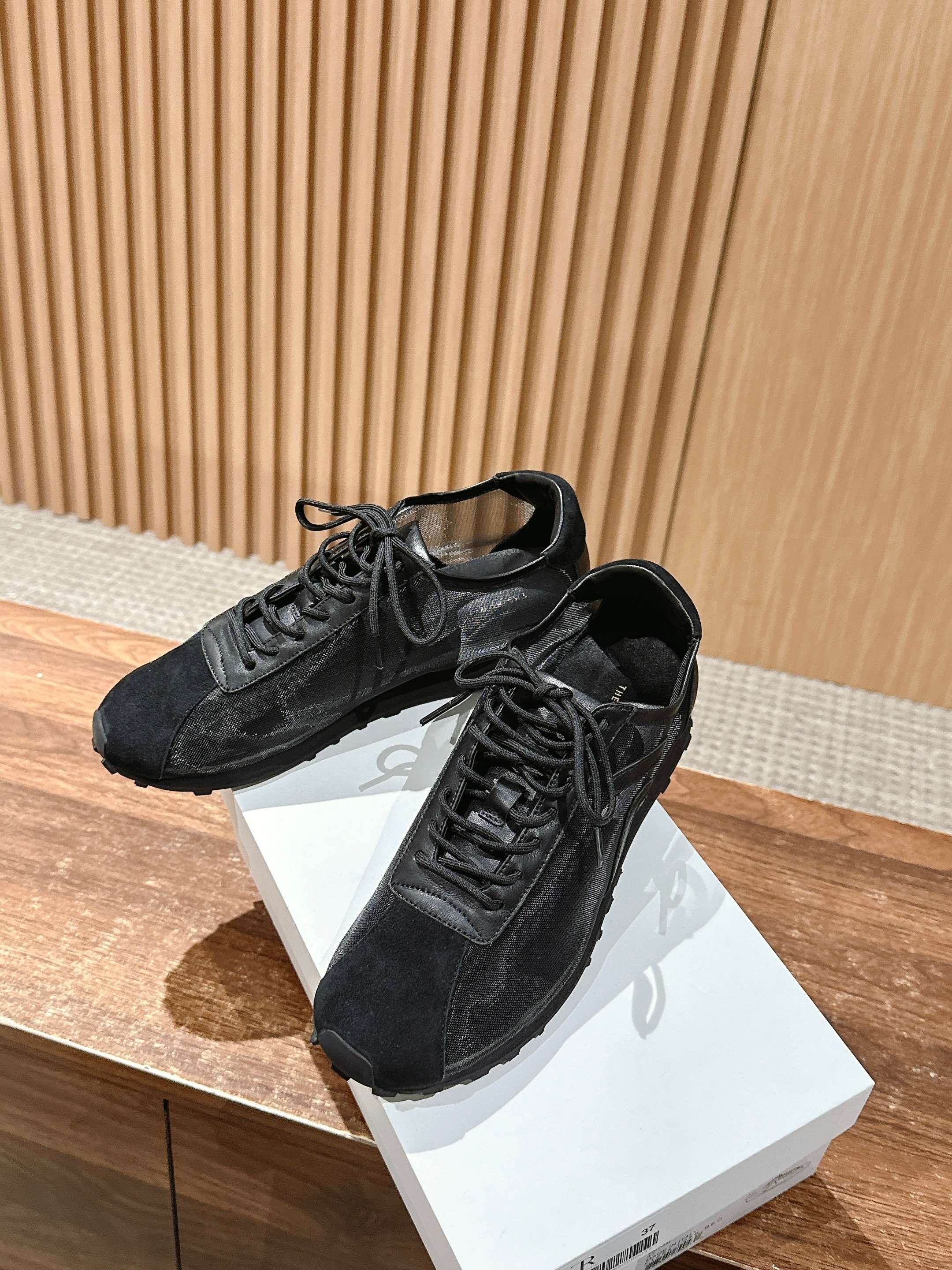 The Row  Sneakers Black Mesh And Cowhide 330595