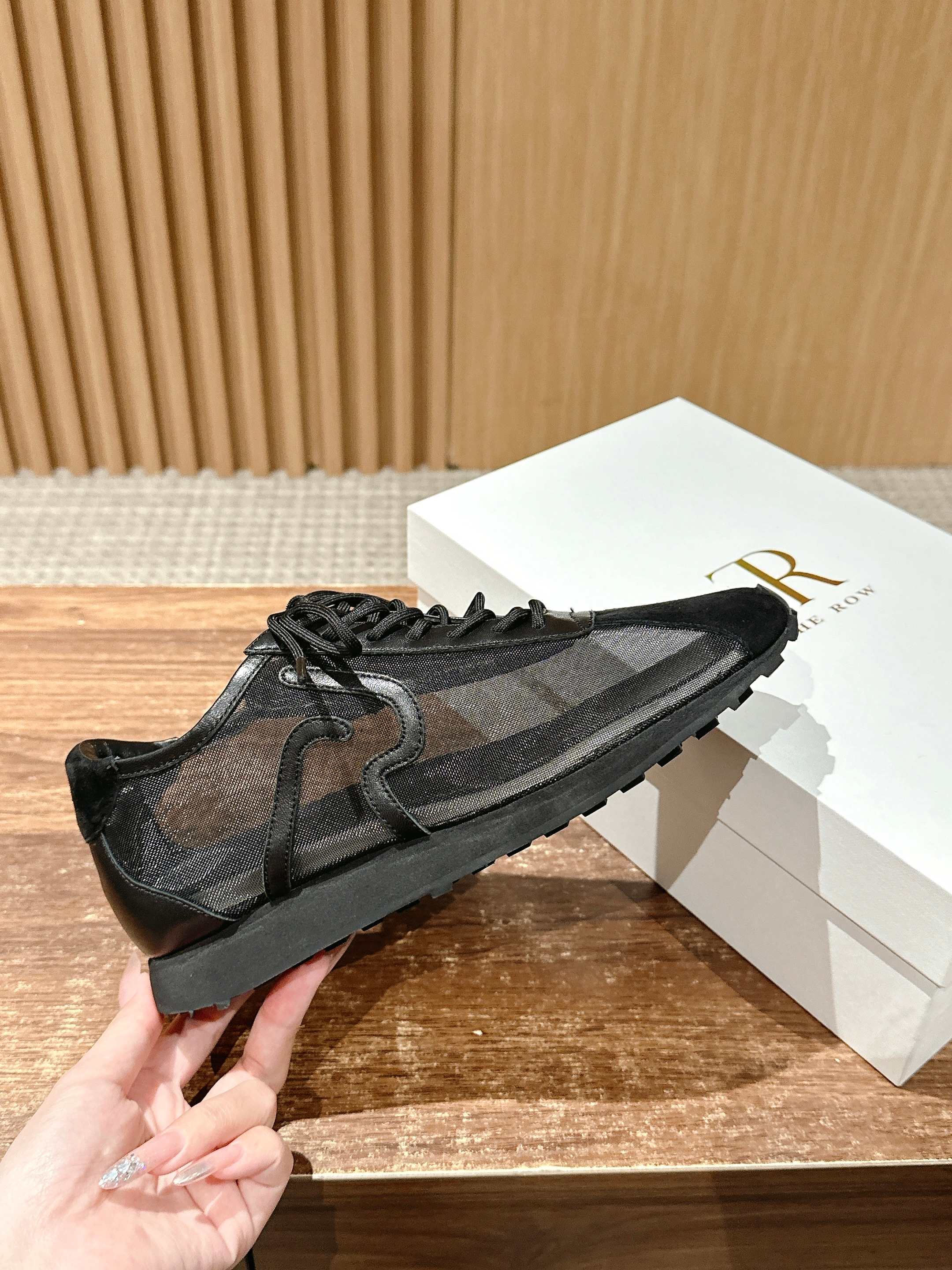 The Row  Sneakers Black Mesh And Cowhide 330595