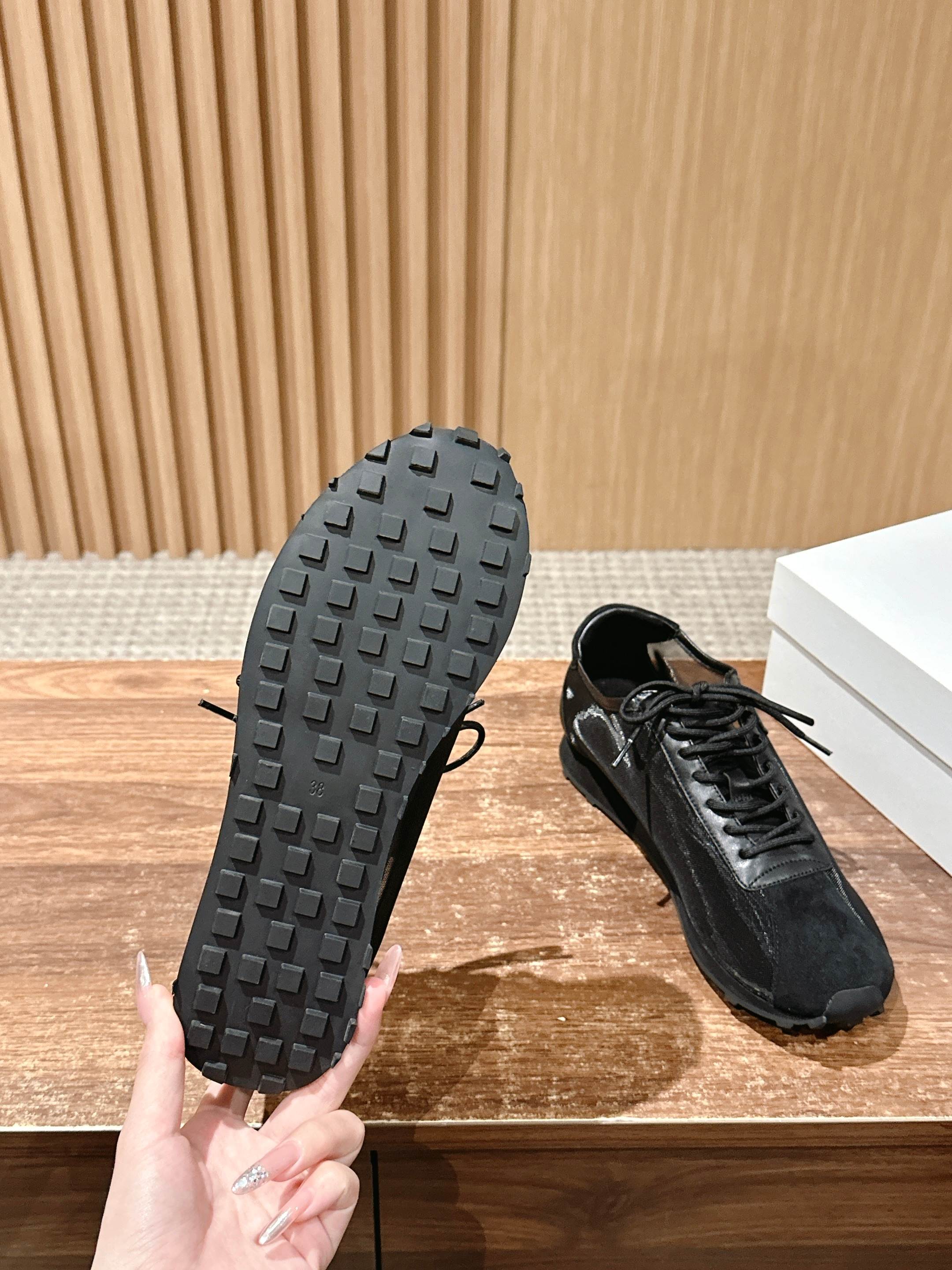 The Row  Sneakers Black Mesh And Cowhide 330595