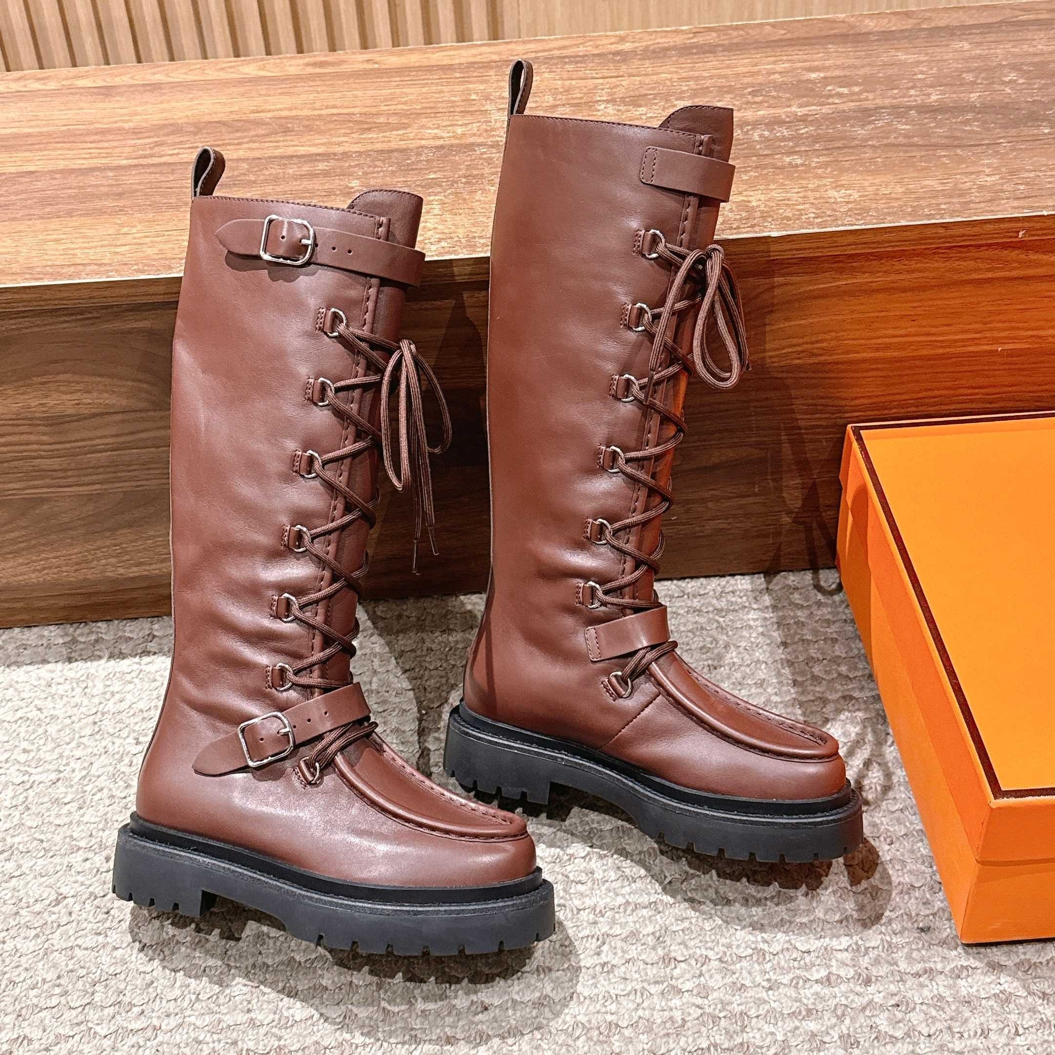 HM 25 High Boots Chocolate Brown mix Black Calfskin 512529