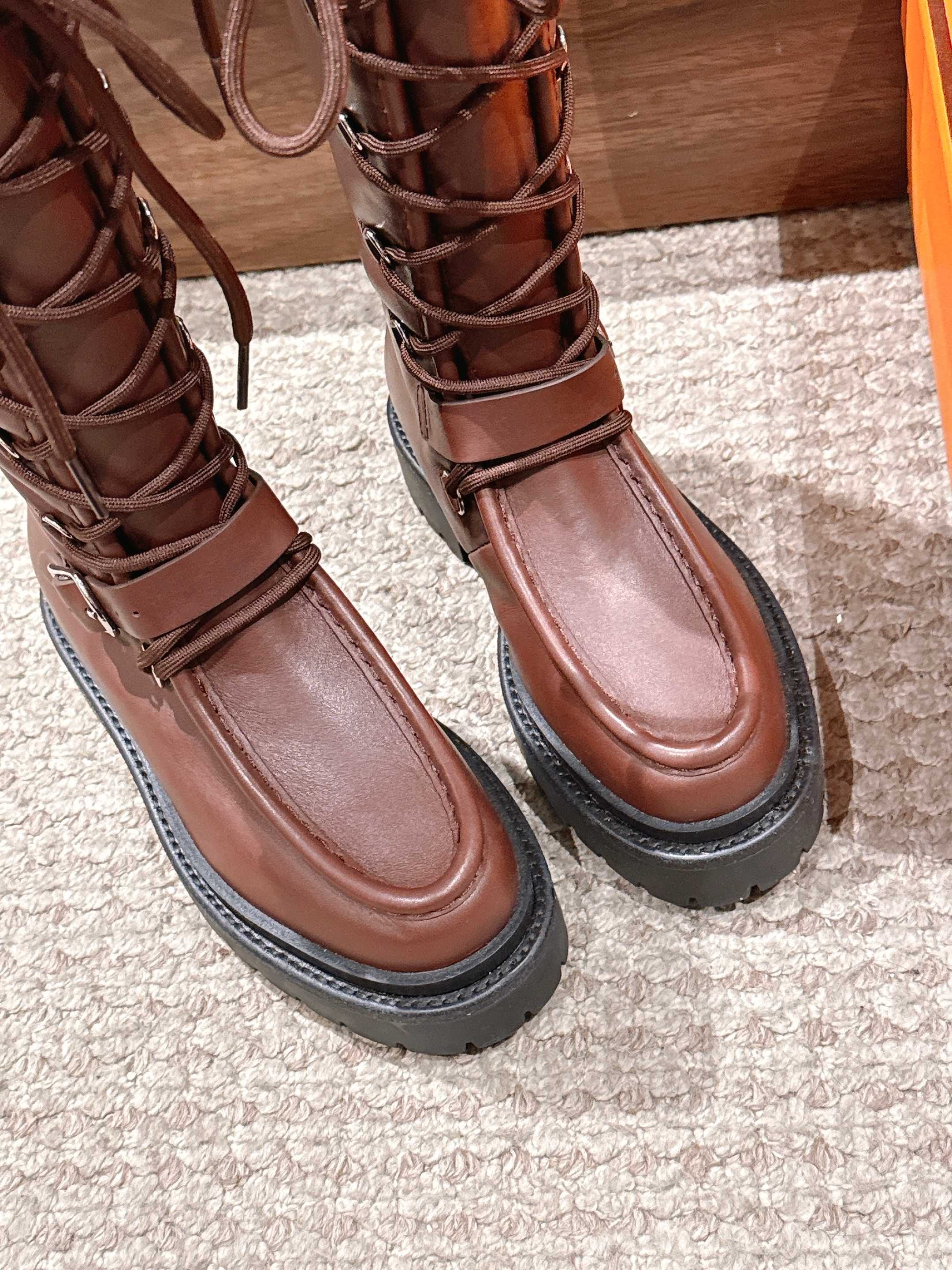 HM 25 High Boots Chocolate Brown mix Black Calfskin 512529