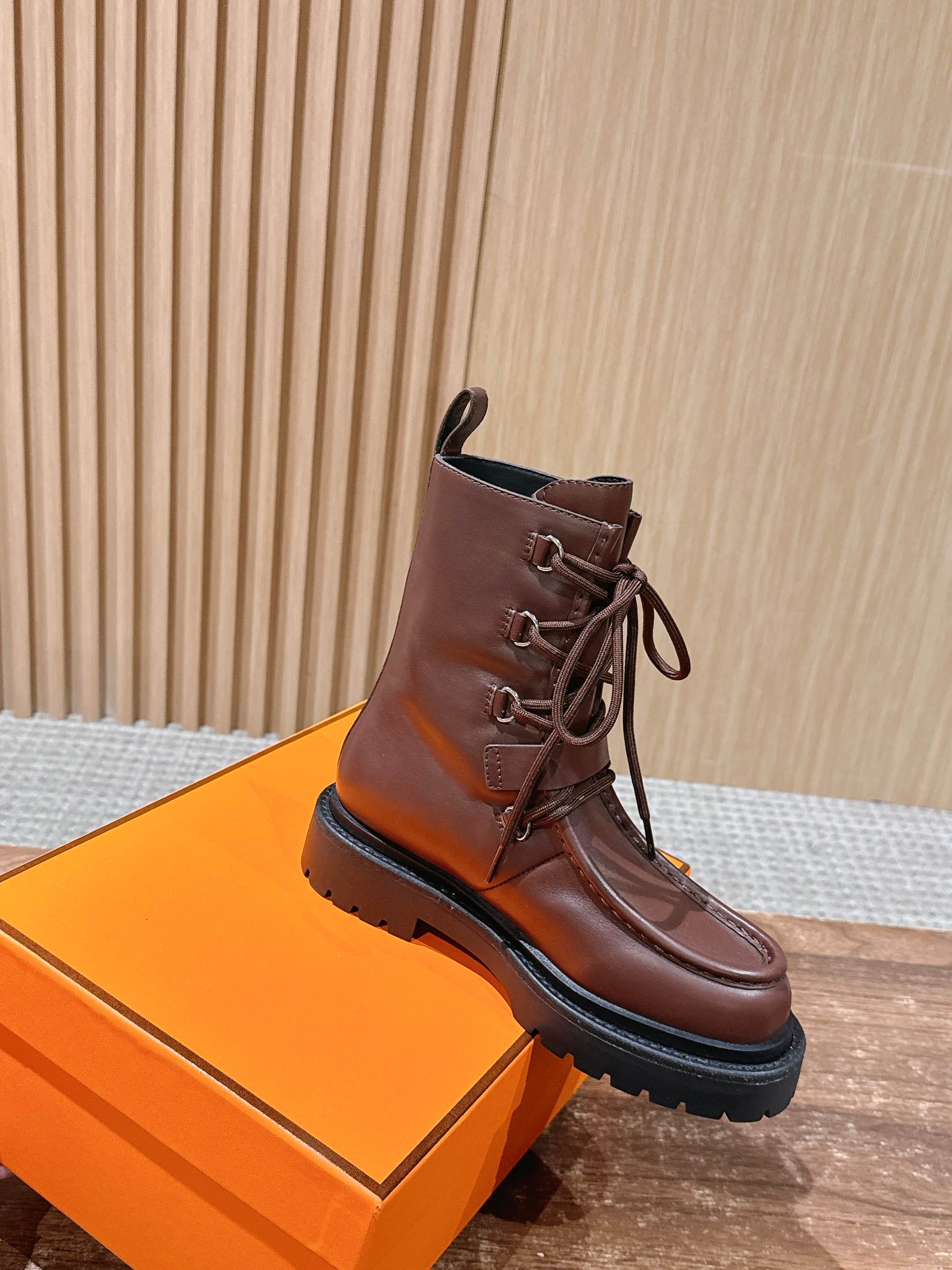 HM 25 Boots Chocolate Brown Black Calfskin 512537