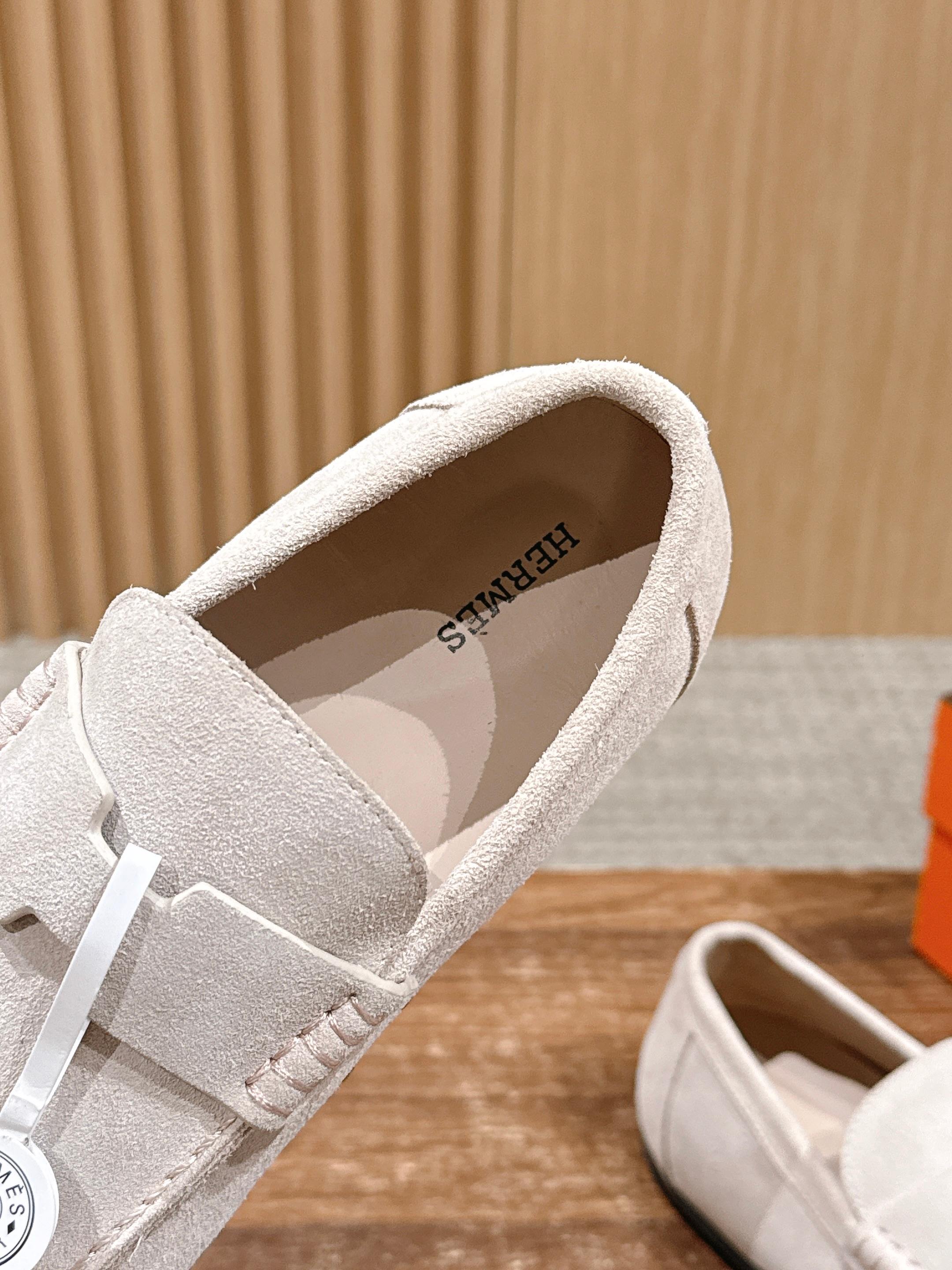 HM Lazy Loafers Light Mist Gray Suede 553760