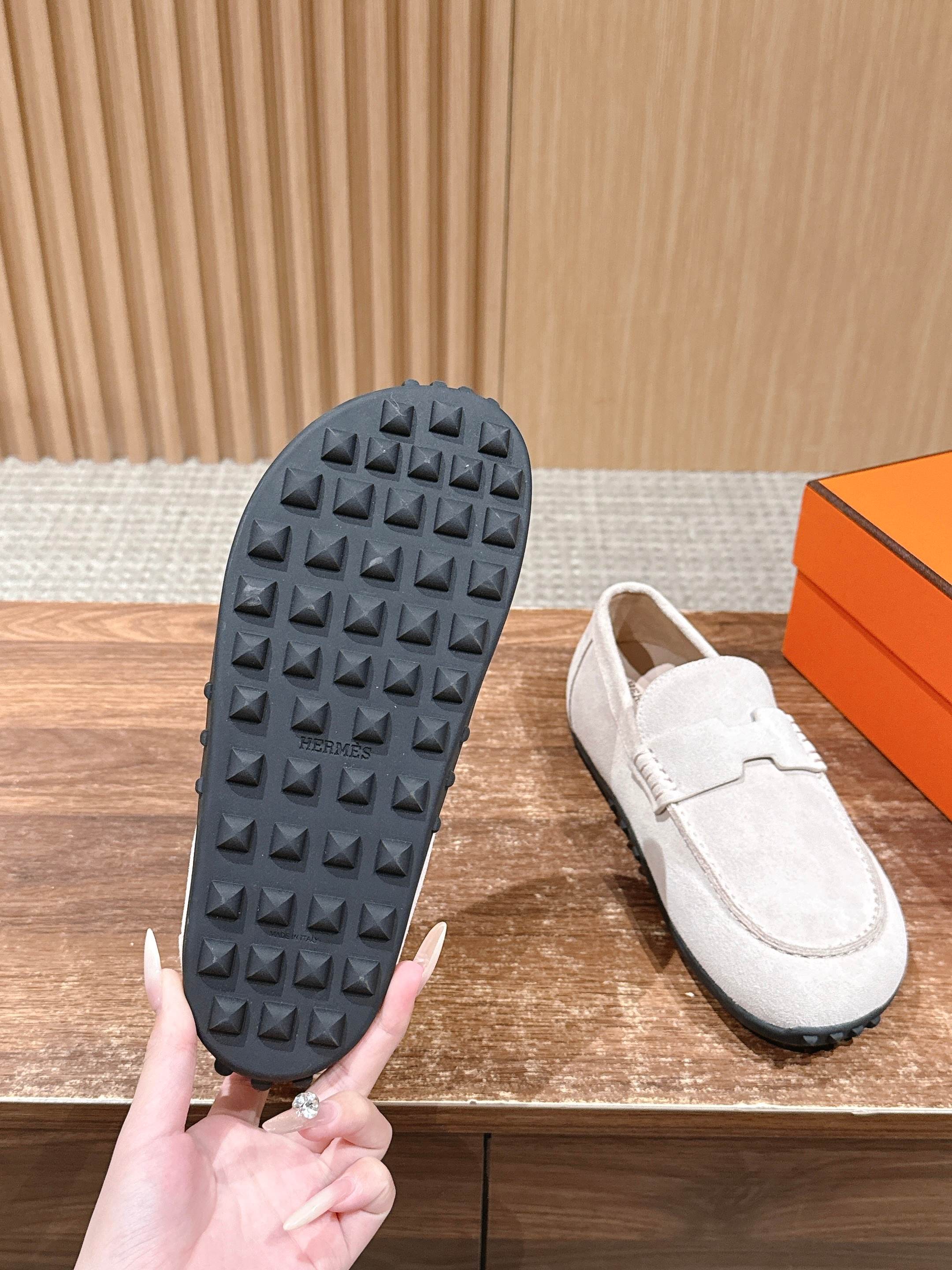 HM Lazy Loafers Light Mist Gray Suede 553760