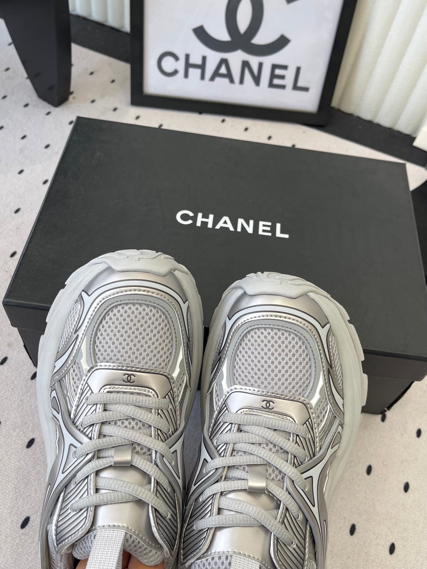 CC Platform Sneakers Sliver Mesh Rubber 611801