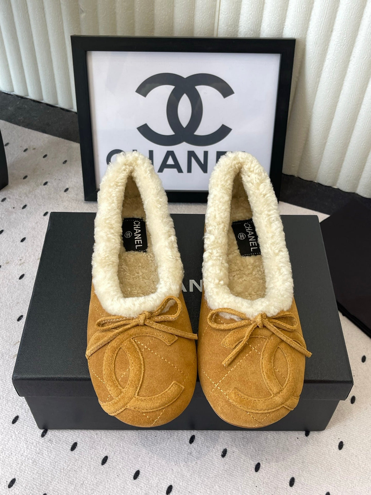 Chanel FW26 Ballerina Flats Moccasin Shearling 190042