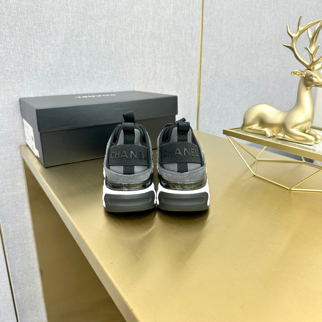 CC 26s Low-Top Chunky Sneakers Dark Grey Suede Mesh Textile 980823