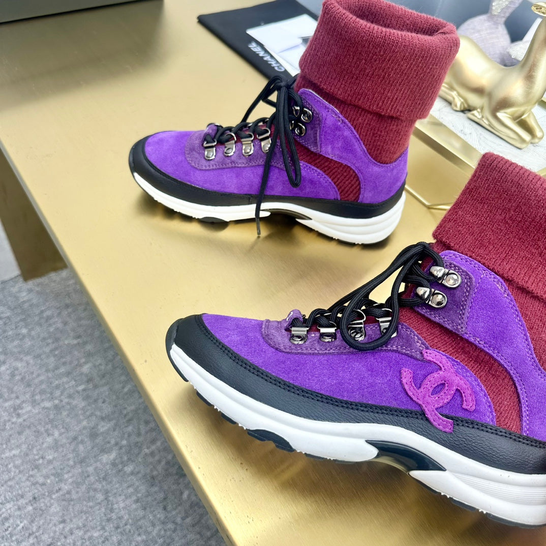 CC 26s Sock Anchor Sneakers Purple Burgundy Suede 146073