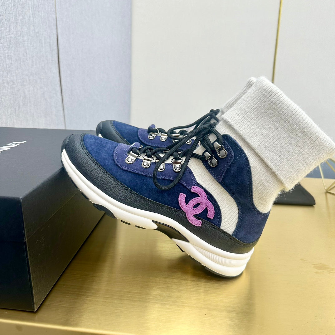 CC 26s Sock Anchor Sneakers Blue White Purple Suede 146074