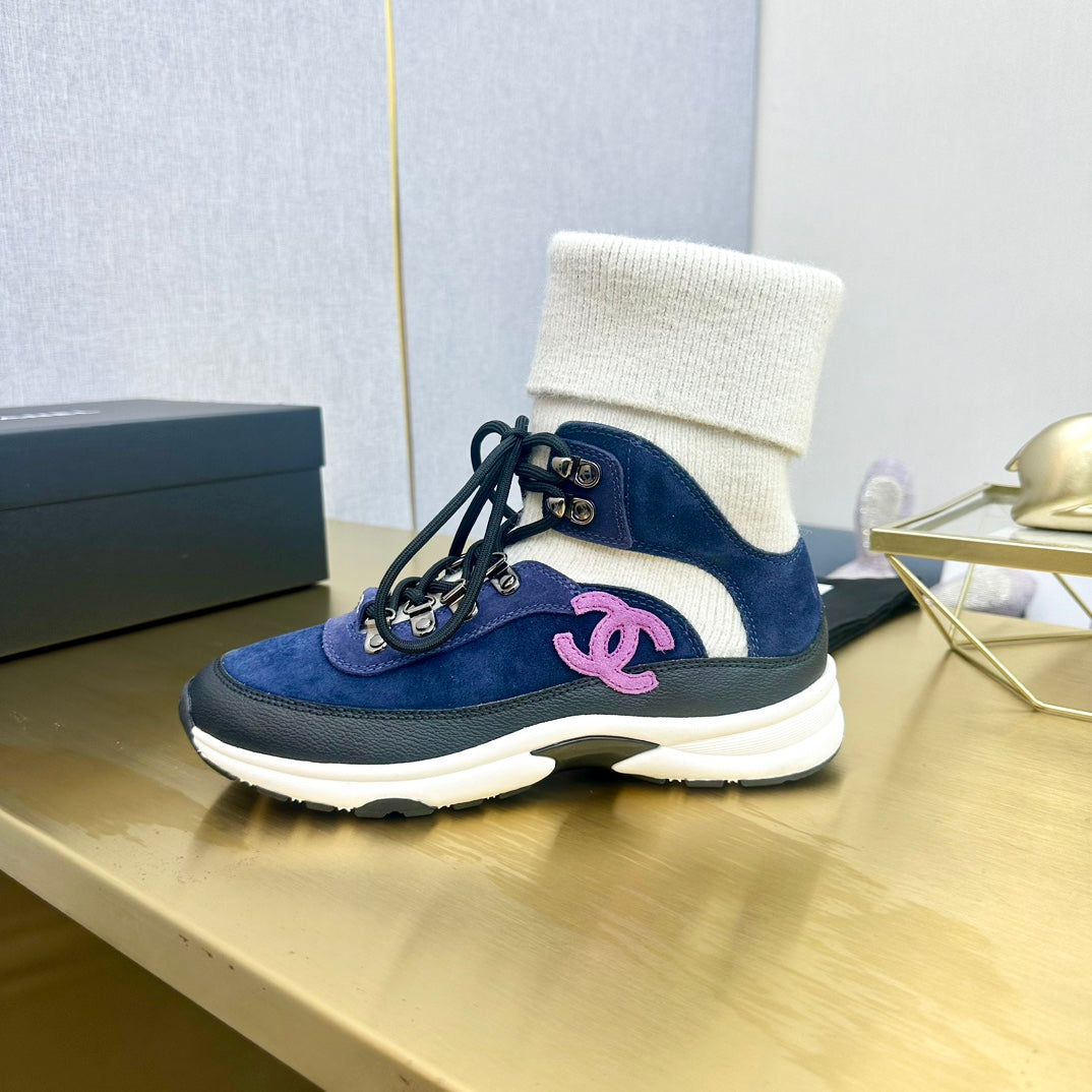 CC 26s Sock Anchor Sneakers Blue White Purple Suede 146074