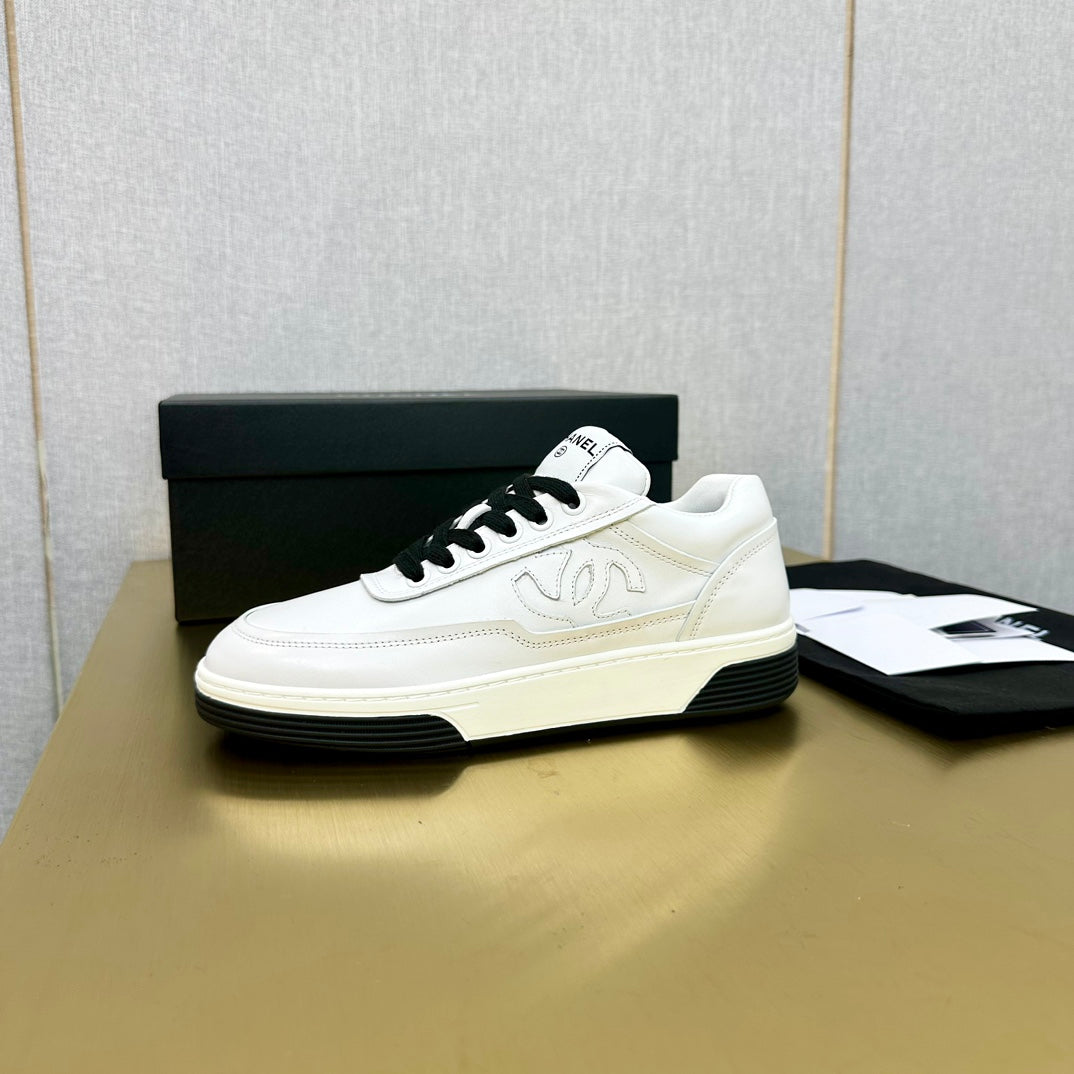CC 2024 Interlocking Logo Sneakers White Black Cowhide 980941