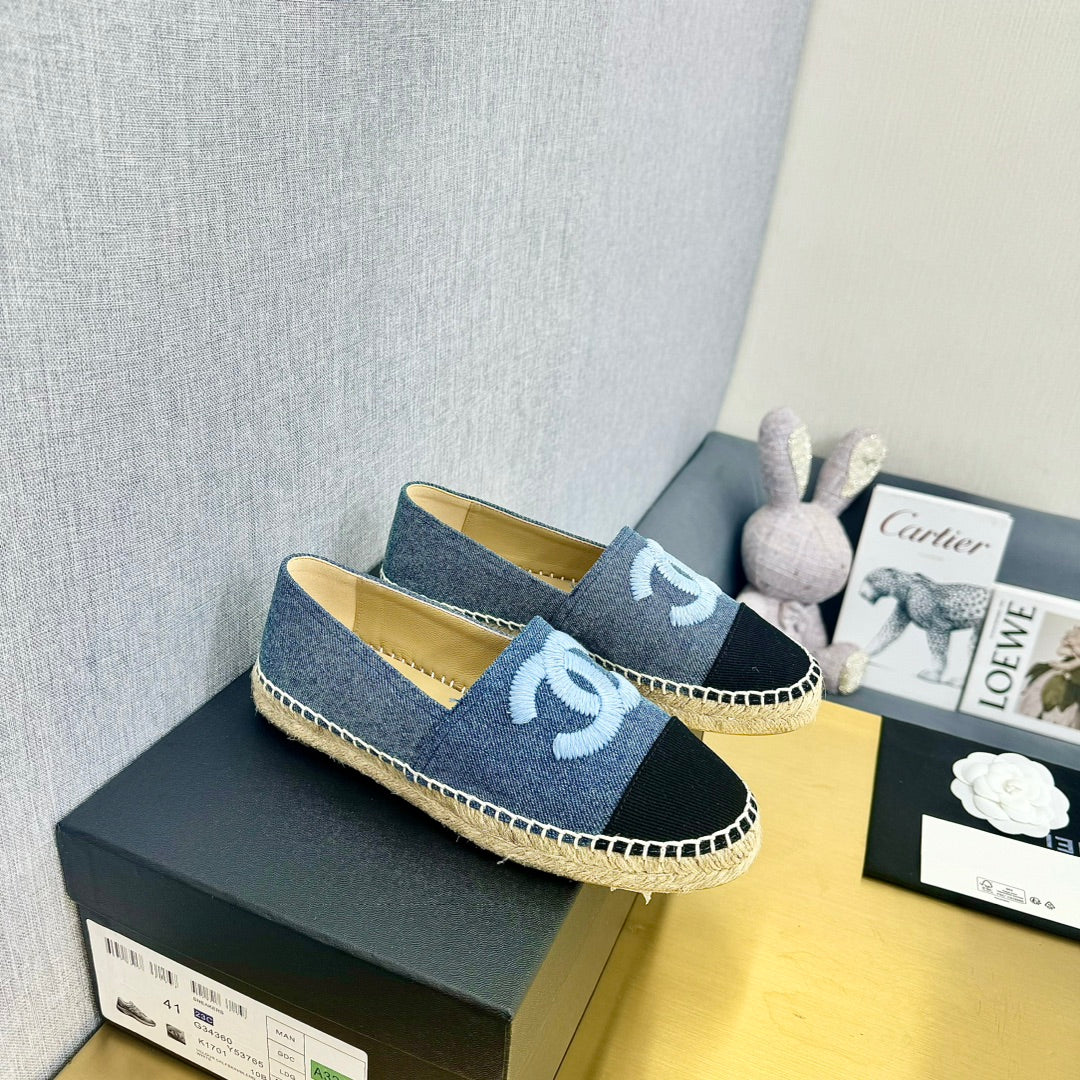 espadrilles with embroidery dark blue black denim