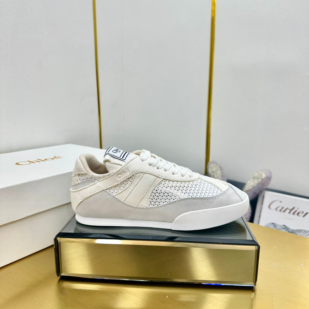 Choloe Kick Sneaker White Mesh Grey Suede