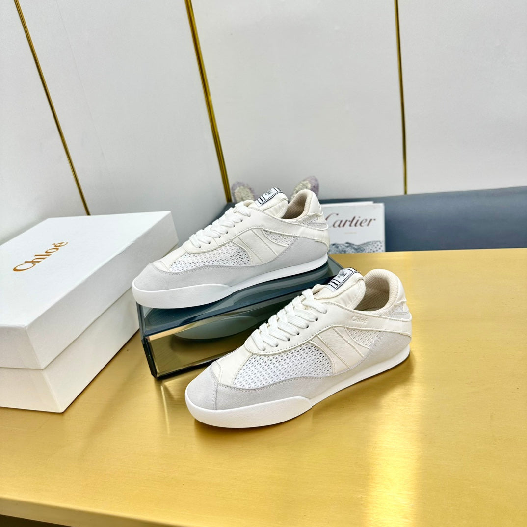 Choloe Kick Sneaker White Mesh Grey Suede