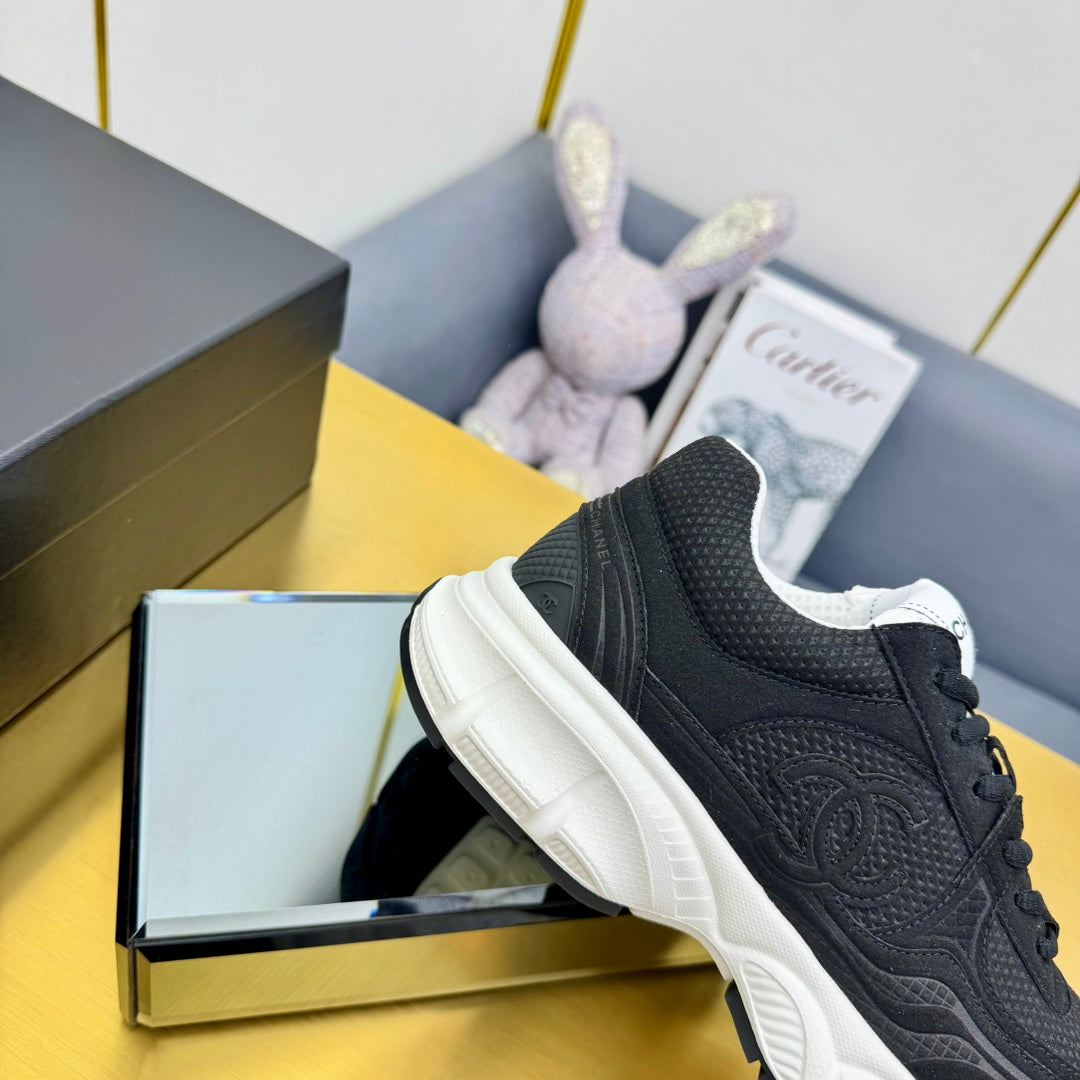 CC Logo Sneakers Black Suede Fabric 927344