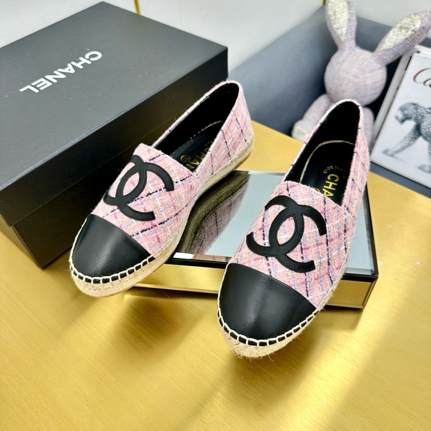 CC 25s Slip–on Espadrilles Pink/Black Tweed 297826