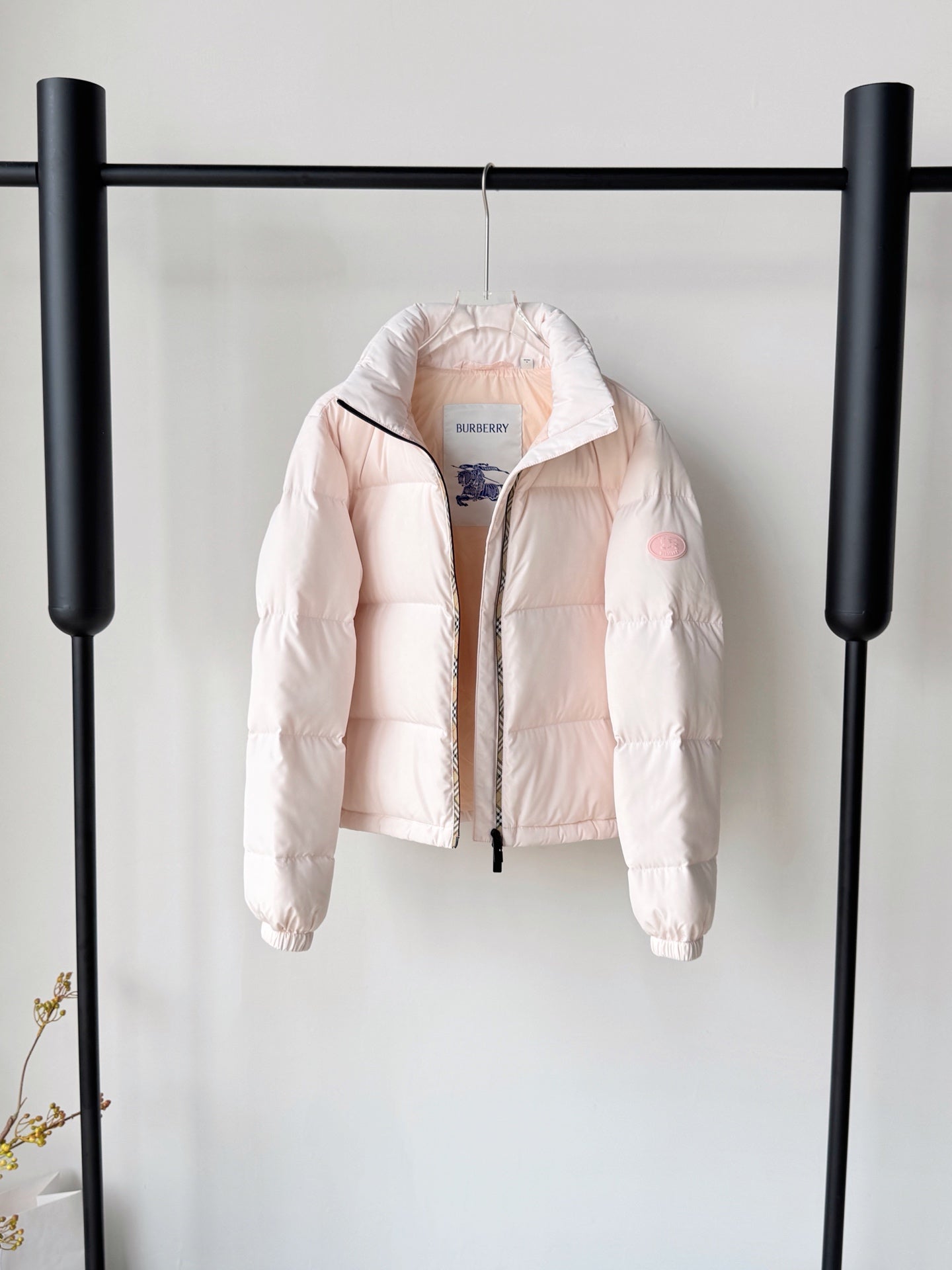 BRR 26s Check Trim Puffer Jacket Light Pink Down 427153