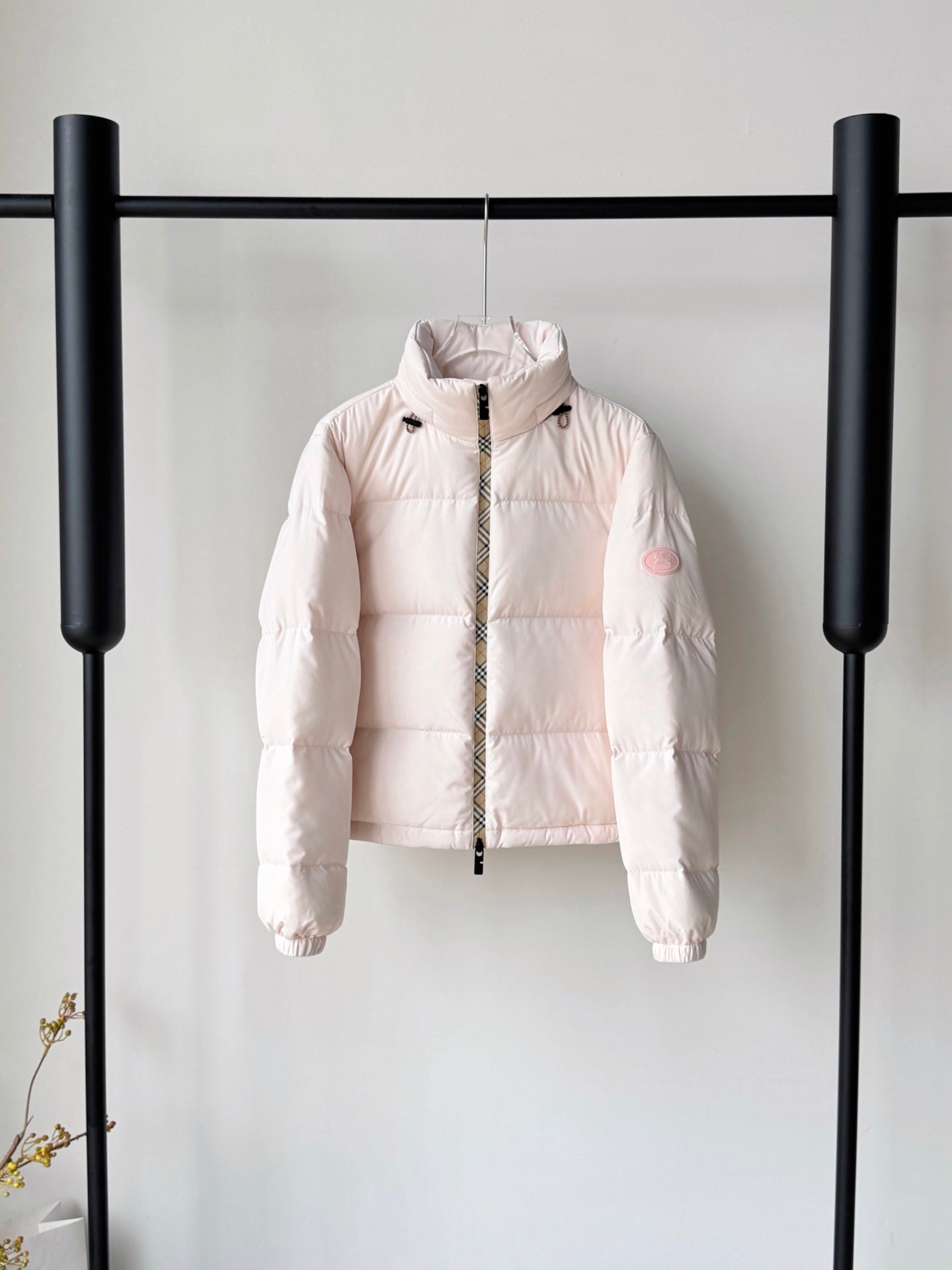BRR 26s Check Trim Puffer Jacket Light Pink Down 427153