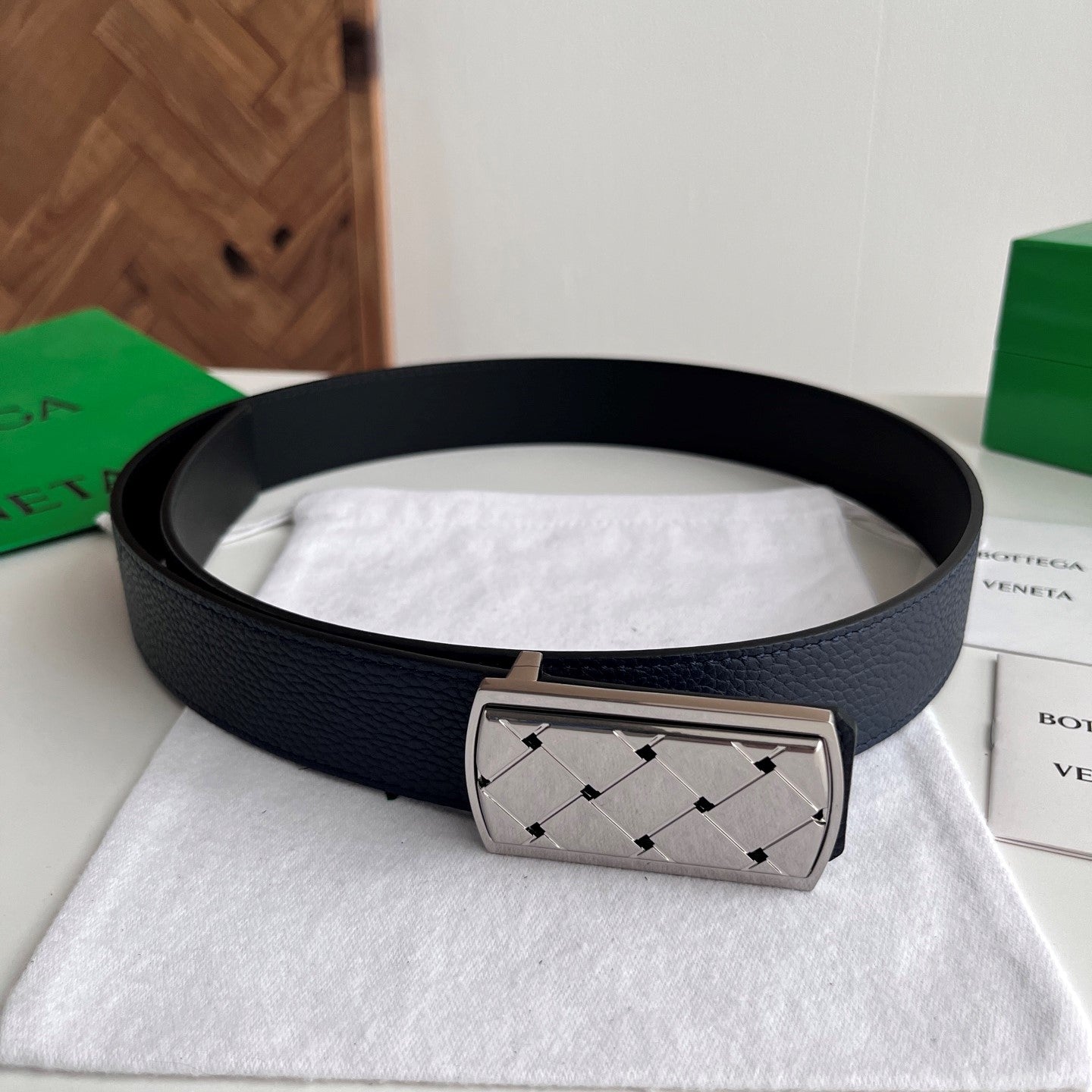 BV 26s Men’s Elevator Belt 3.5cm Grain Calfskin 216626