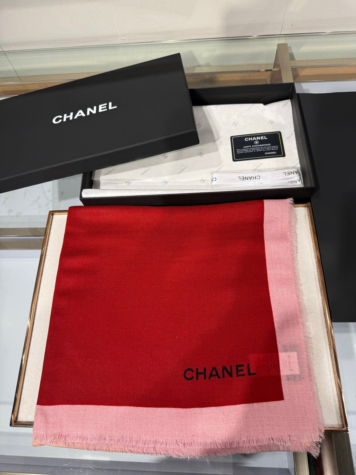 CC 26s Colorblock CC Logo Scarf 140cm Multicolor Cashmere Silk 220045