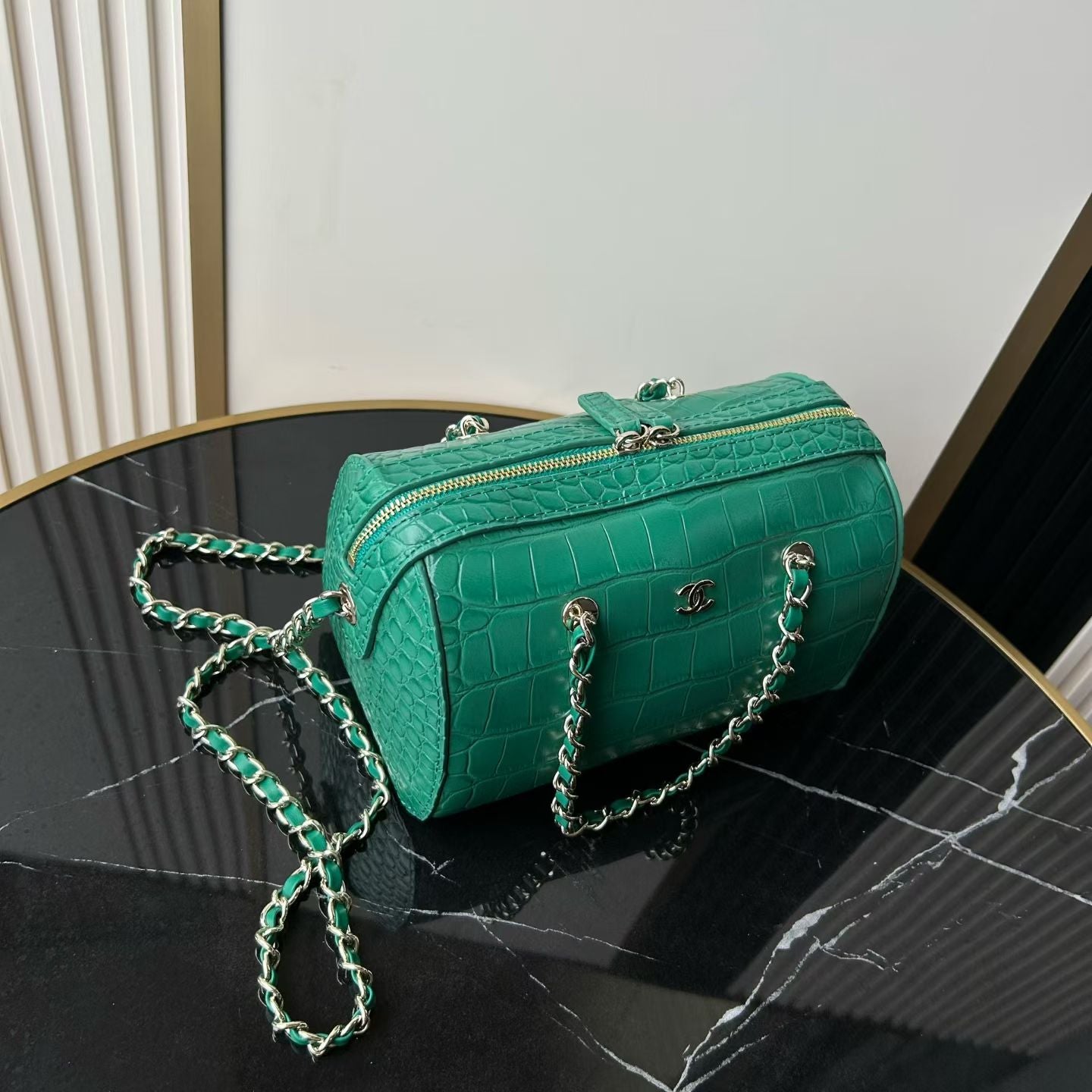 CC 26P Bowling Bag Green Crocodile-Embossed Calfskin