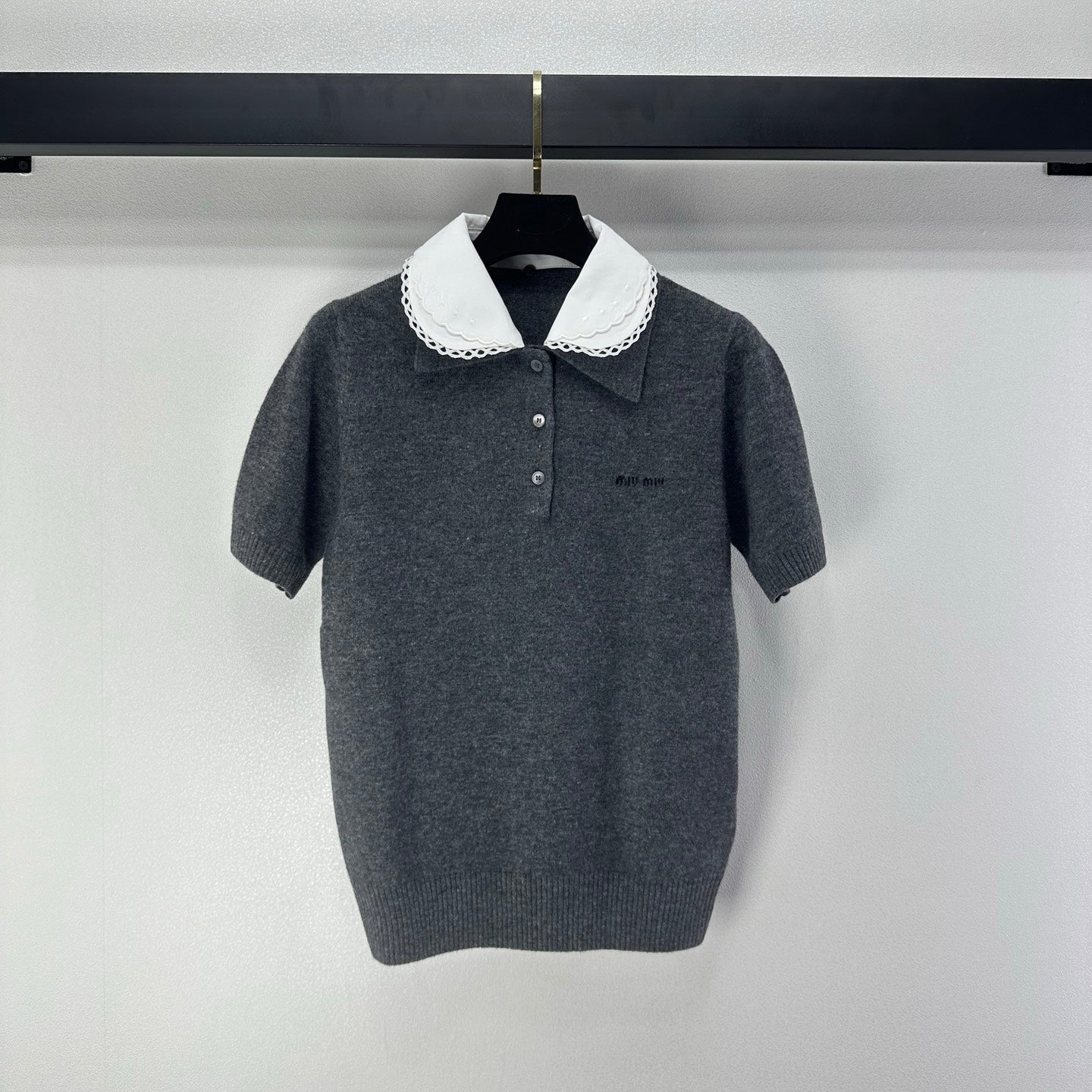 Miumiu 2026 Short-sleeved T-shirt Grey Cashmere 349064