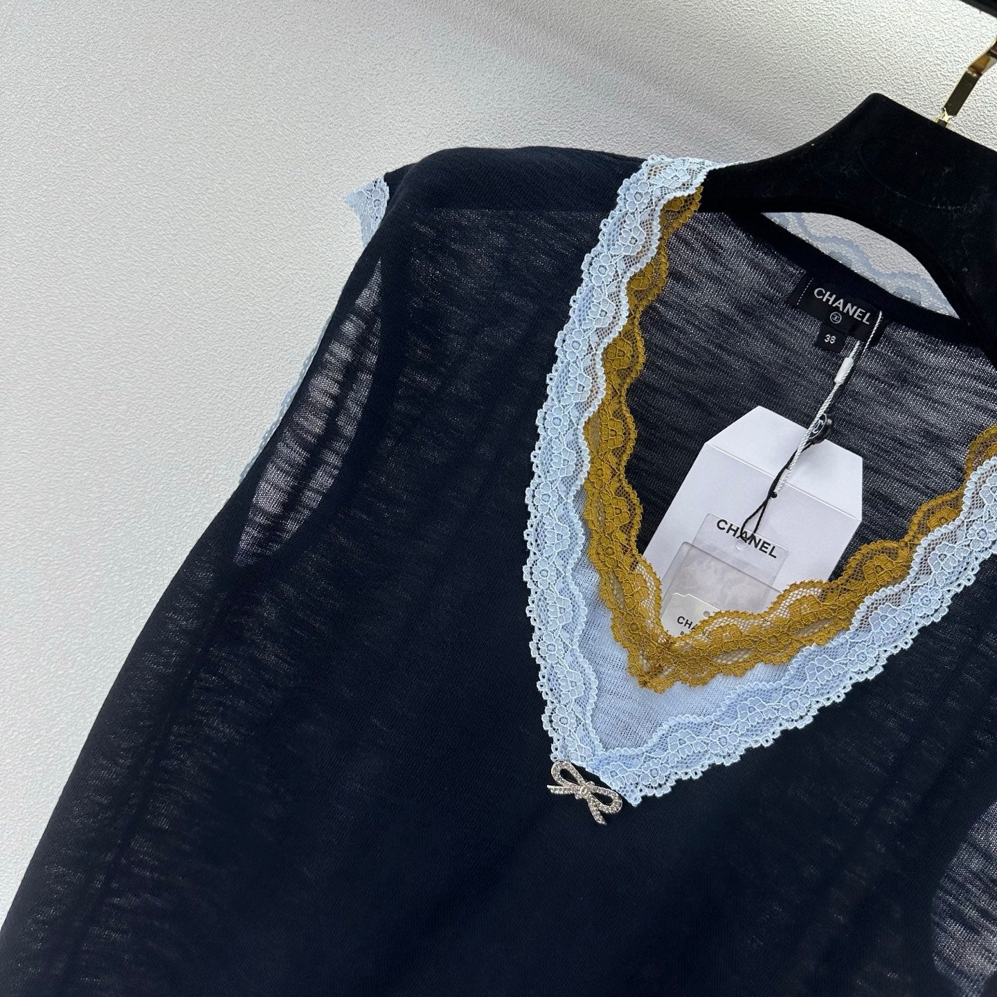 CC 26s V-neck Vest Black Wool Acrylic Nylon 395466