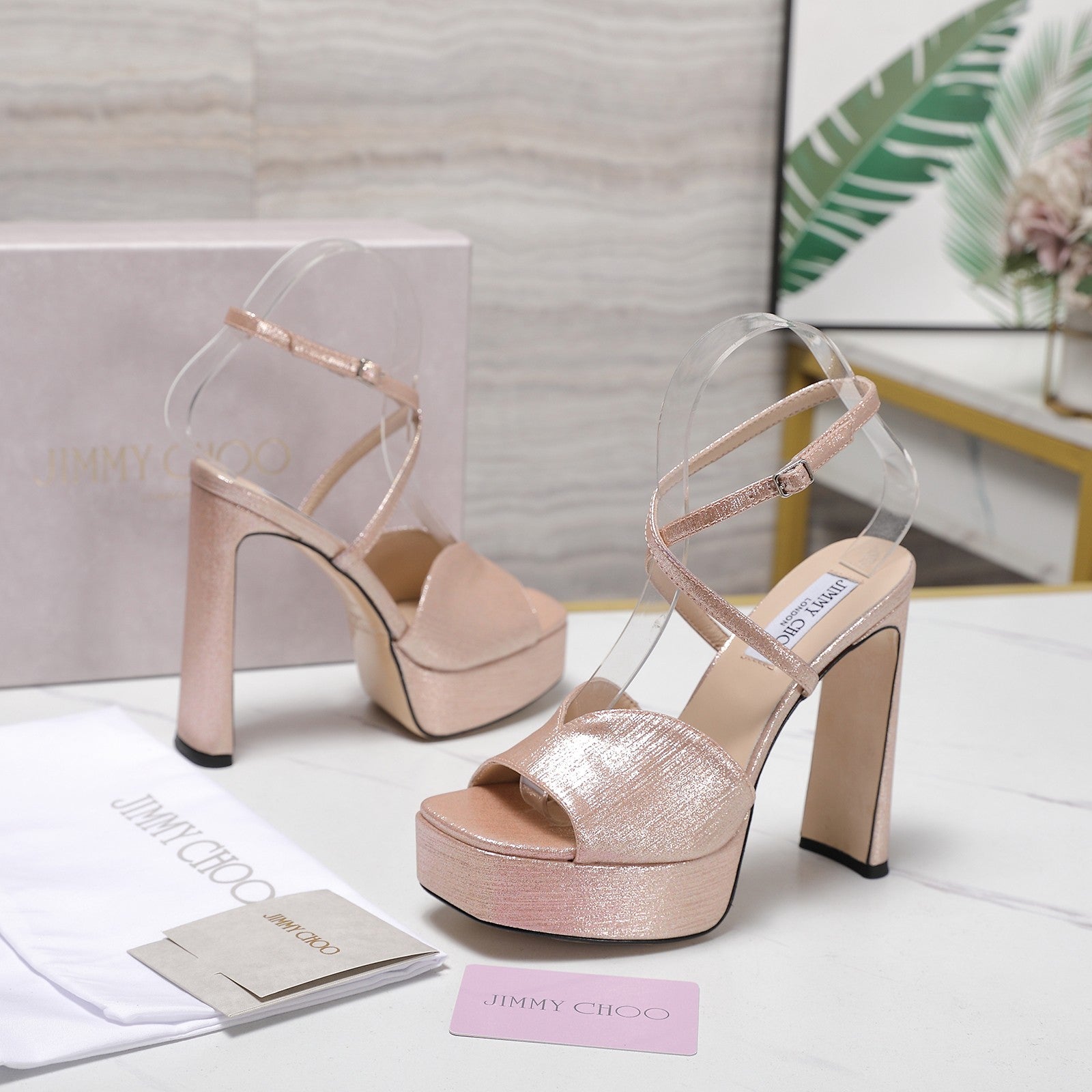 Jimmy Karli Platform Sandals 125mm pinkish-gold Fabric 397354