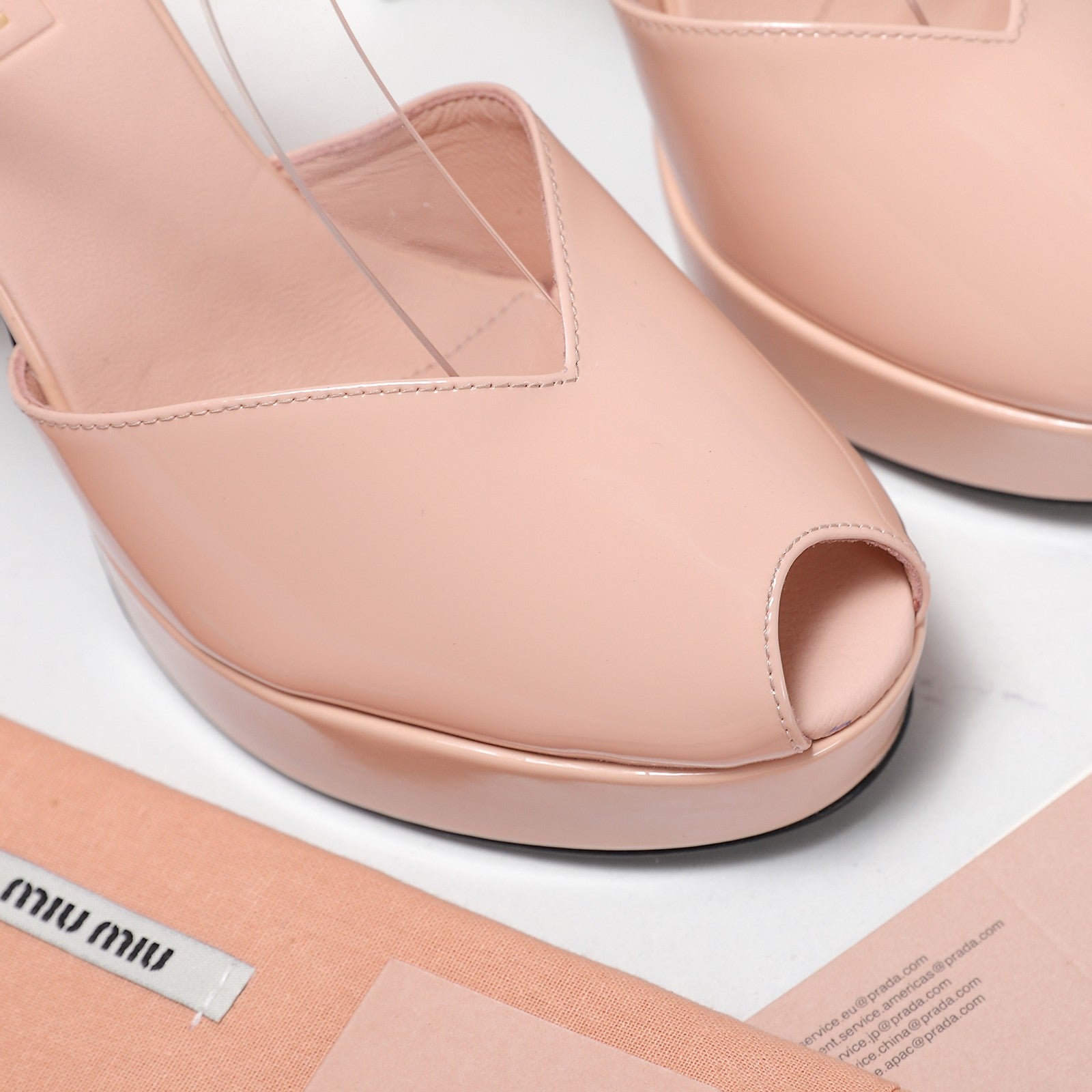 Miu Block-Heel Platform Sandals 125mm Muted Pink Patent Leather 504177