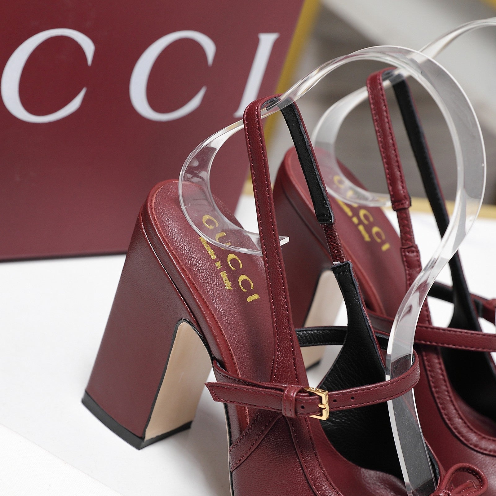Gucci Horsebit  Slingback Pumps 7CM Red Leather 504427