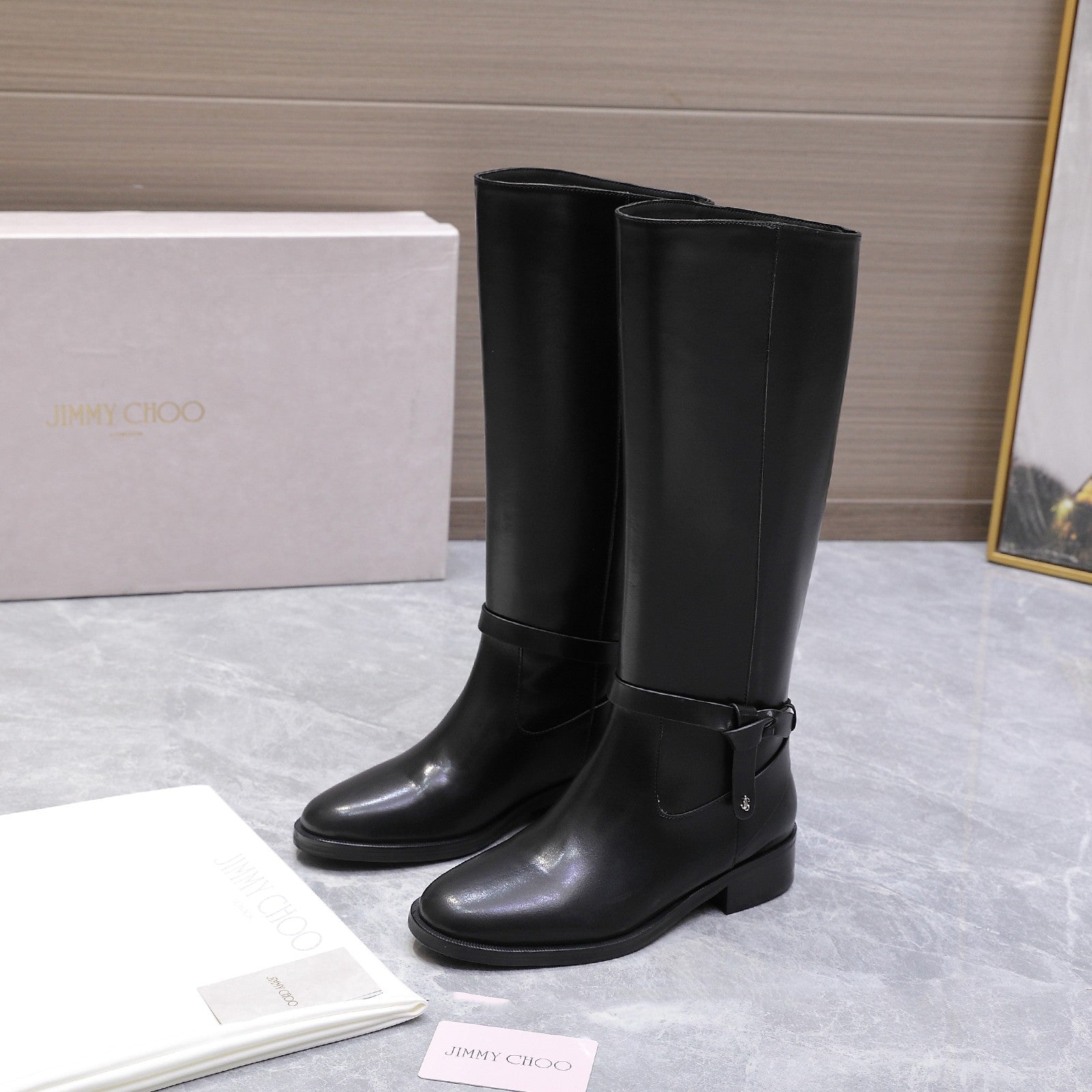 Jimmy Lawton Knee Boots Black Leather 547645