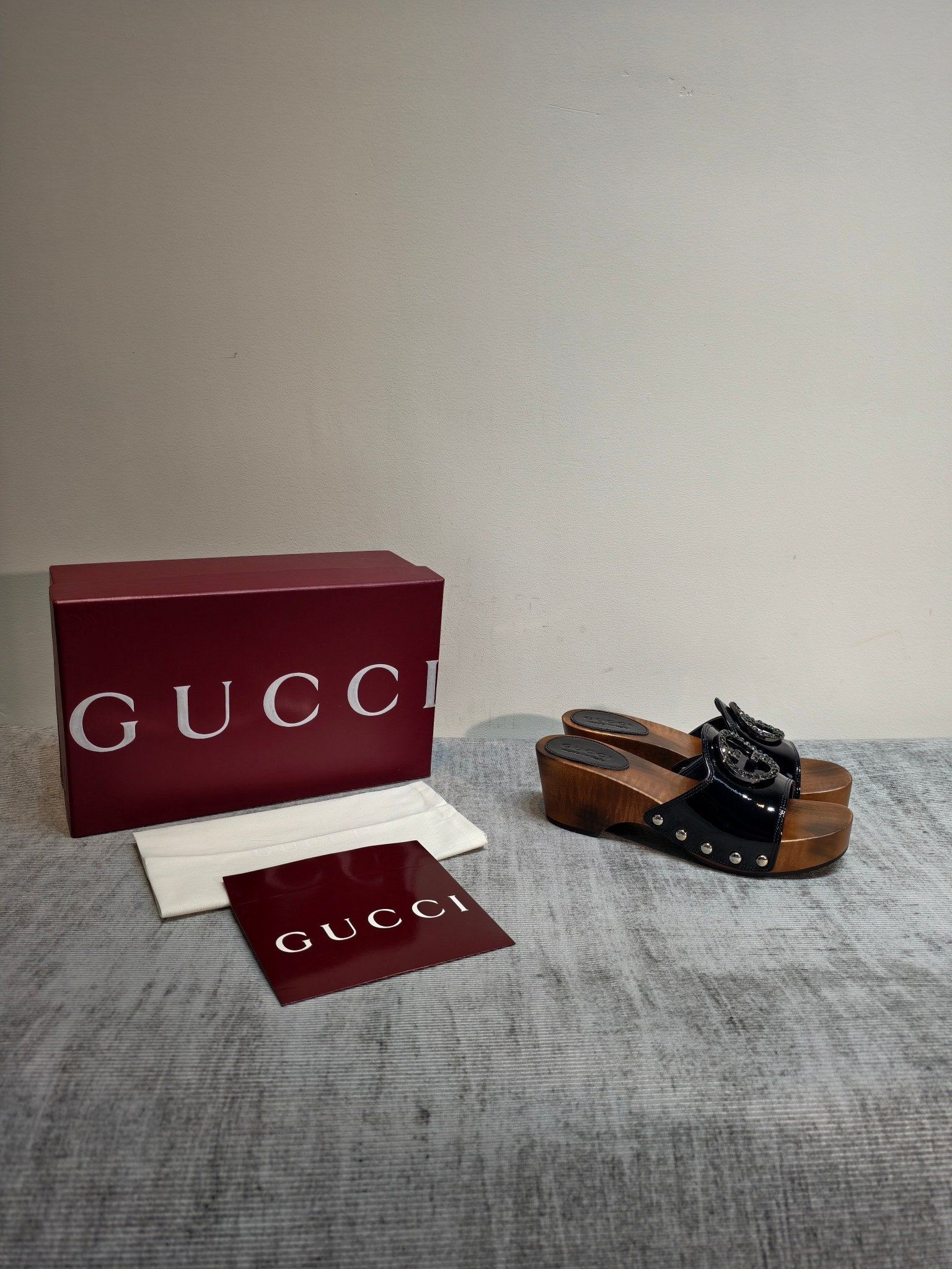 GG Clog Black Patent Leather 864267