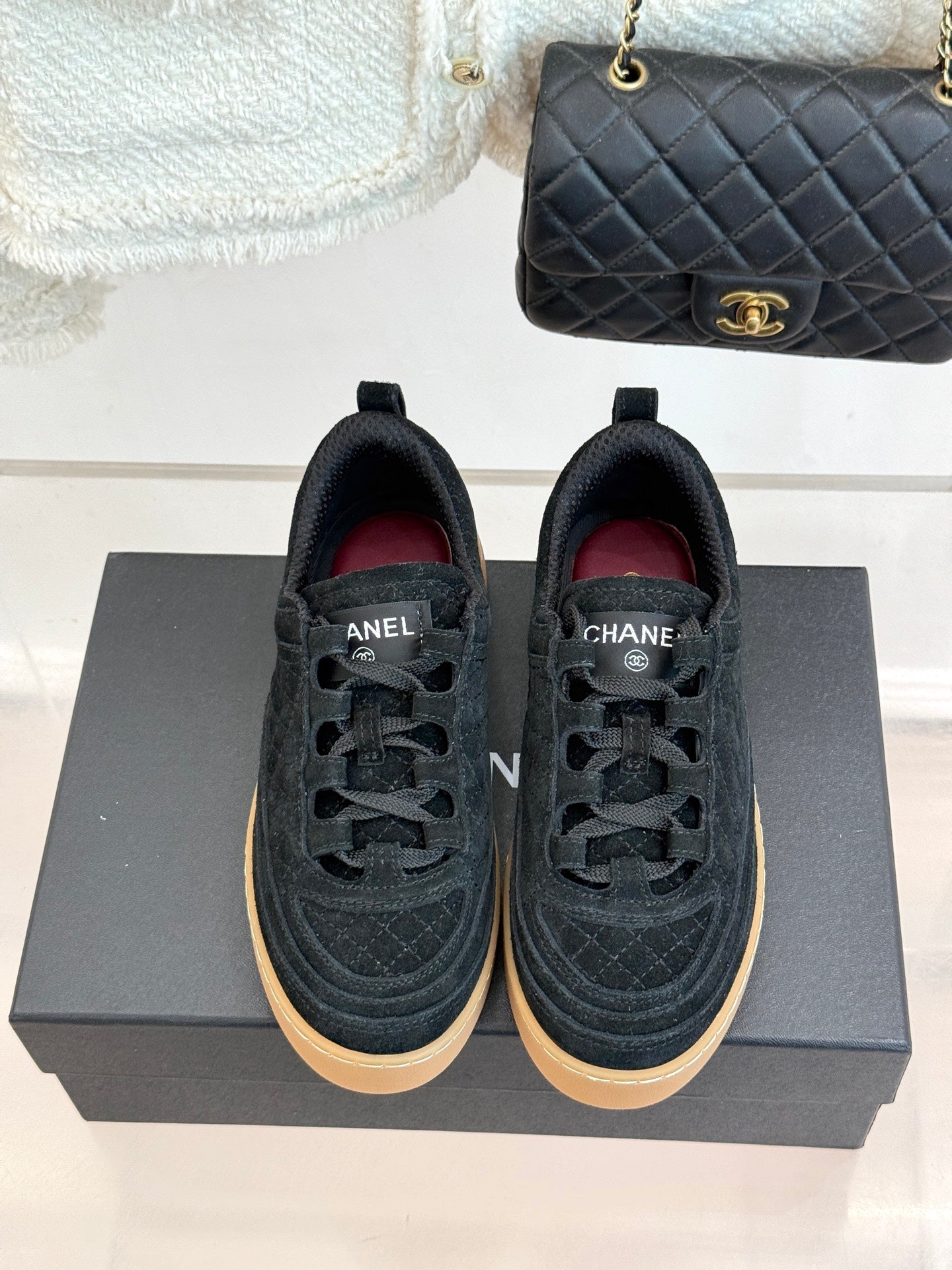 CC Casual Sports Shoes Black Diamond Pattern Suede 920476