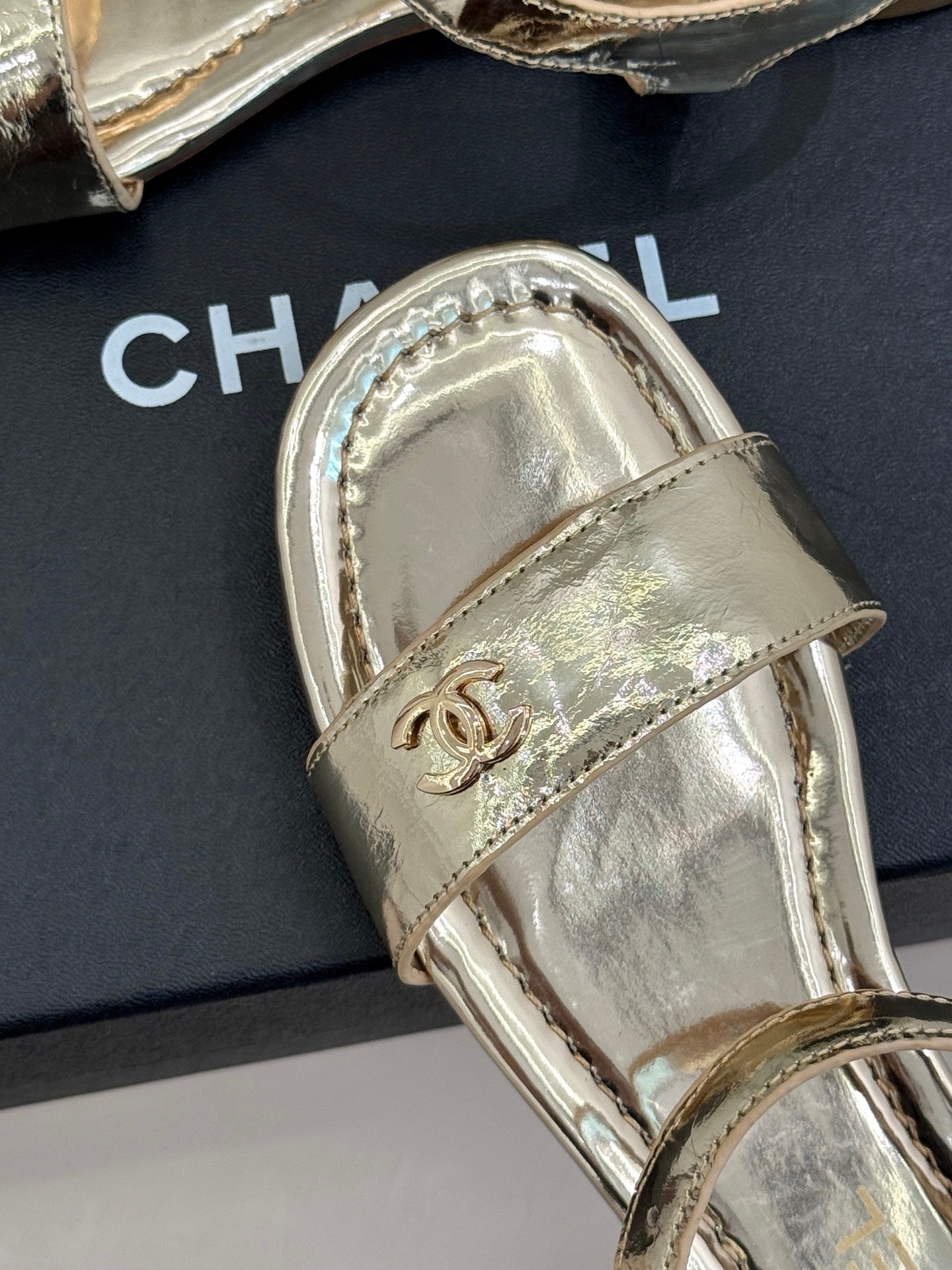CC 26s Strap Flat Sandals Golden Lambskin 920332