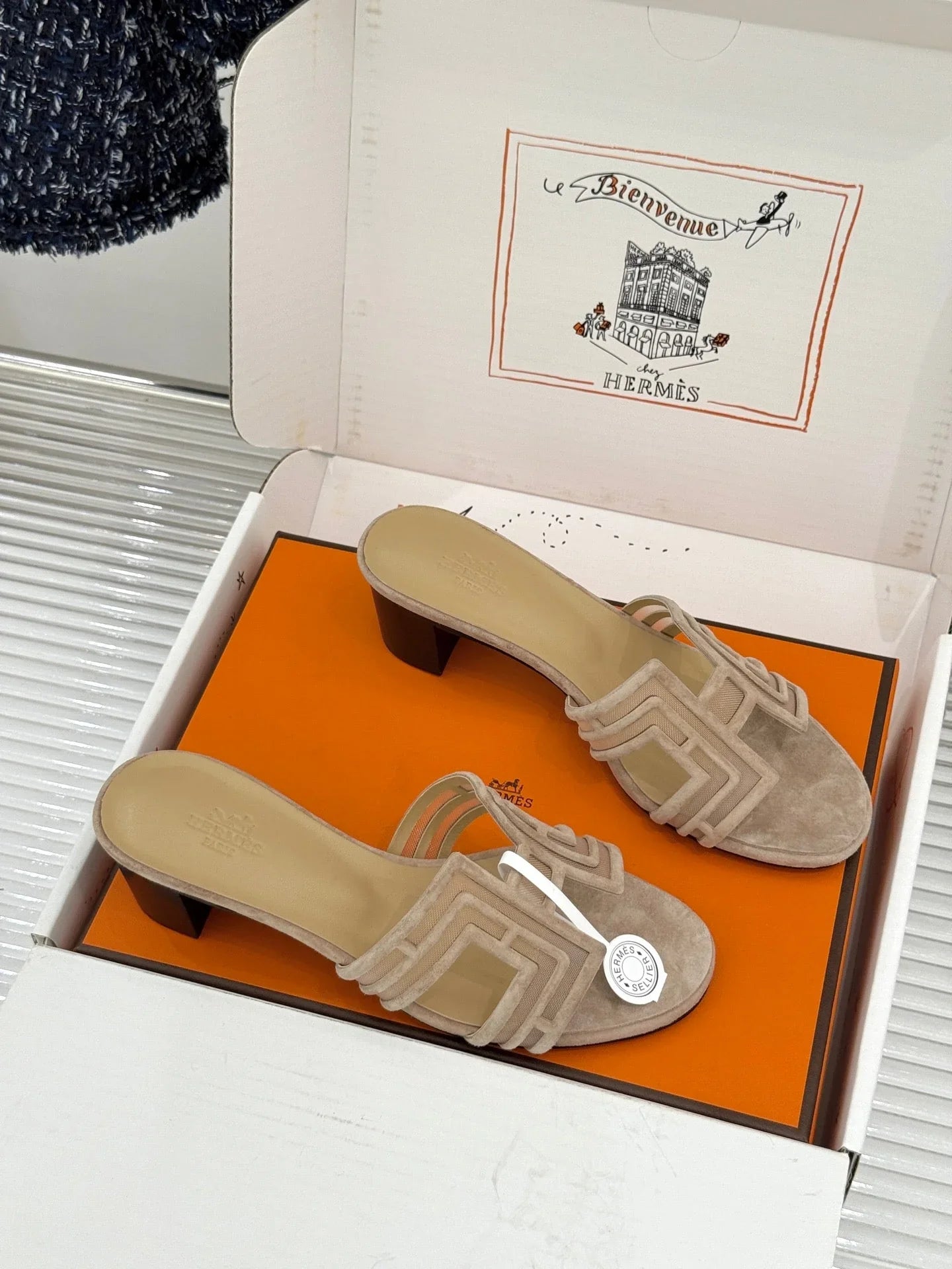 Hermes 2026 Oran Sandal 5cm Suede Mesh 898415