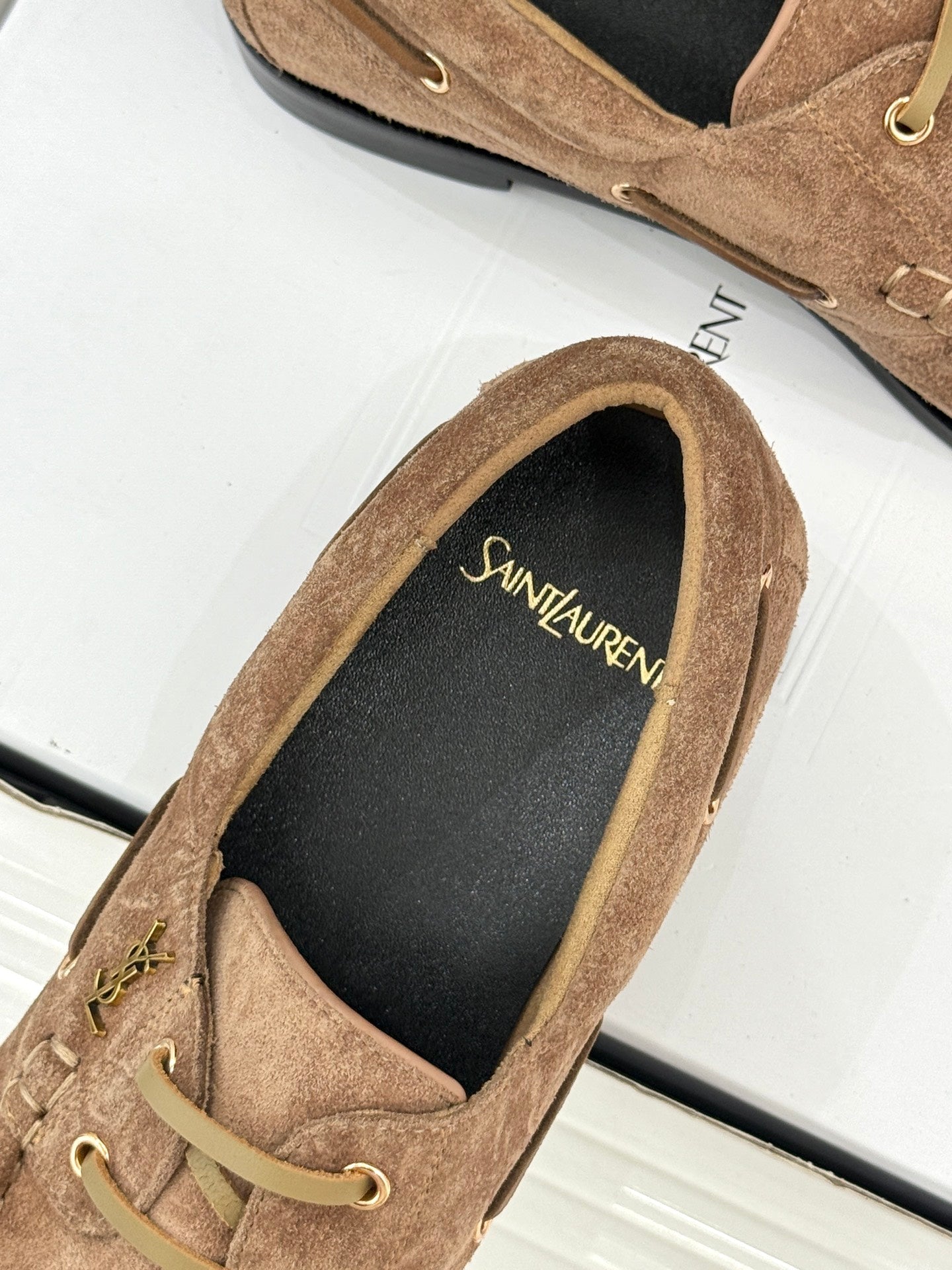 YSL 26s Le Bateau Loafer Brown Suede 992287