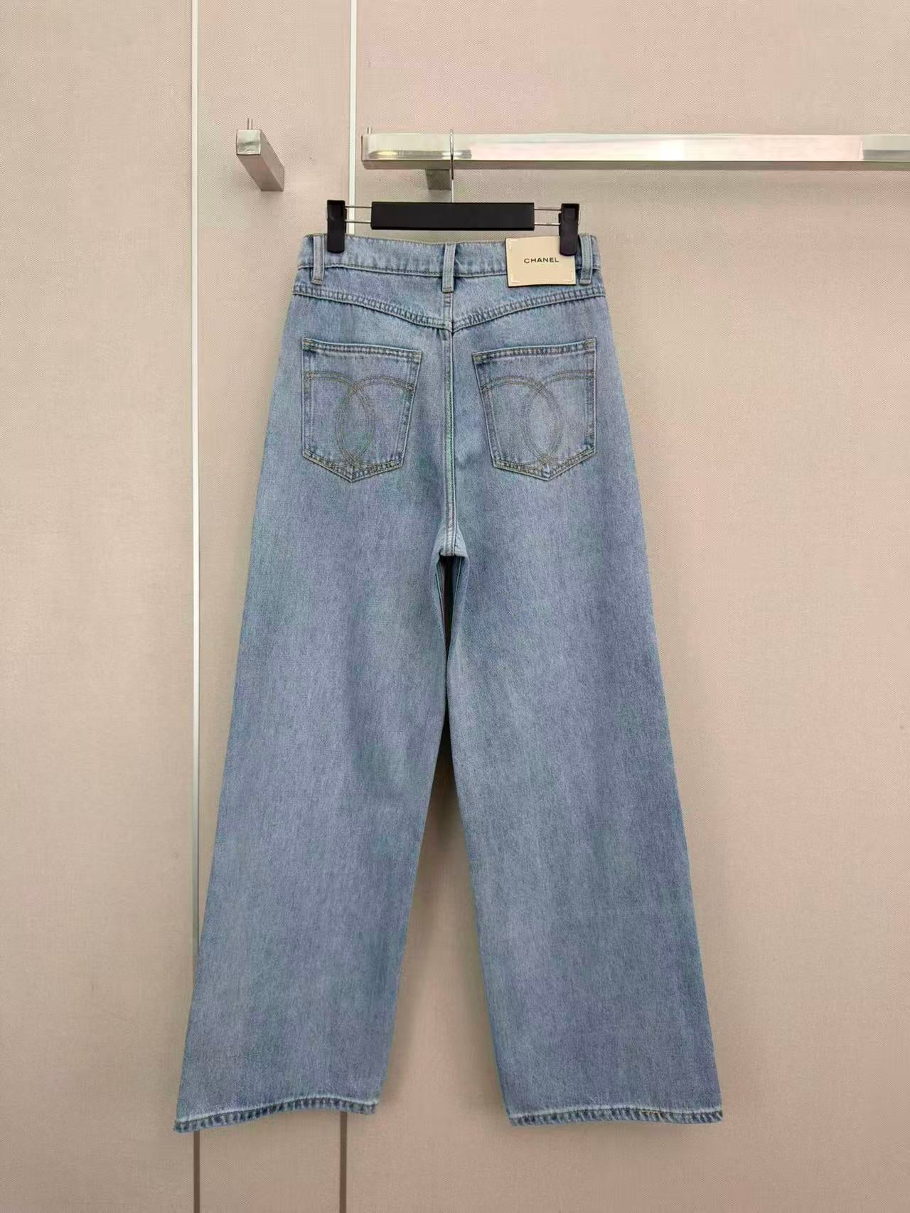 CC 26s Wide-Leg Pants Washed Blue Denim 407866