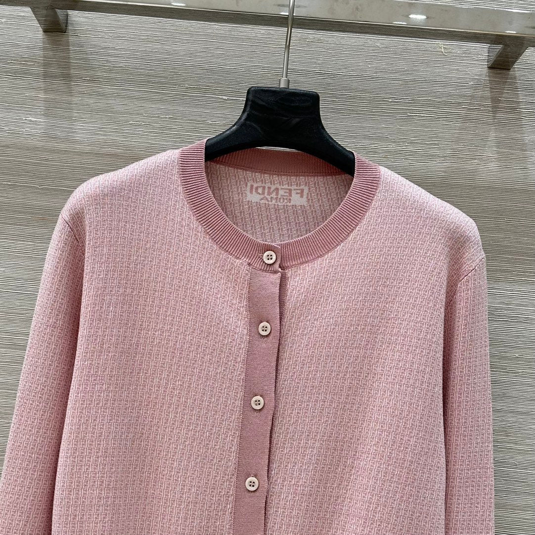 Fendi Knitted Cardigan Top Pink Wool