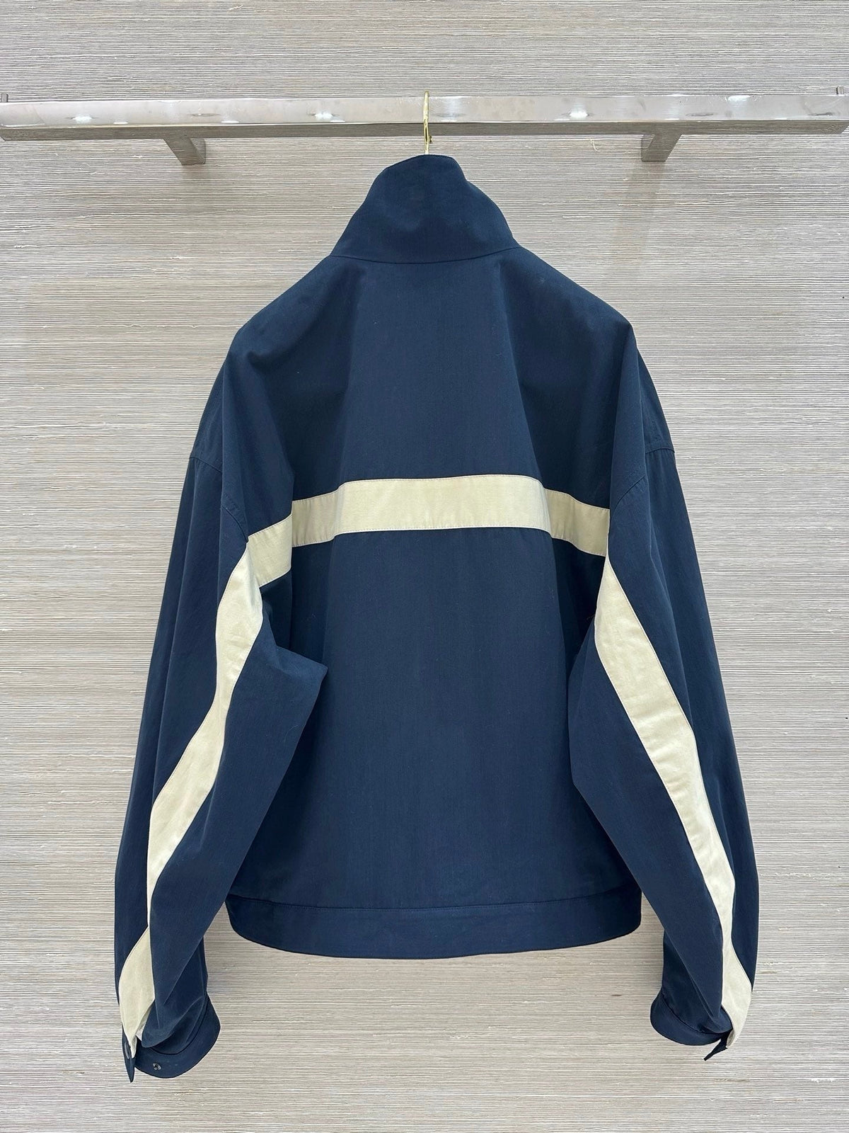 YSL 26s Cotton Canvas Blouson Jacket Navy Cream 438880