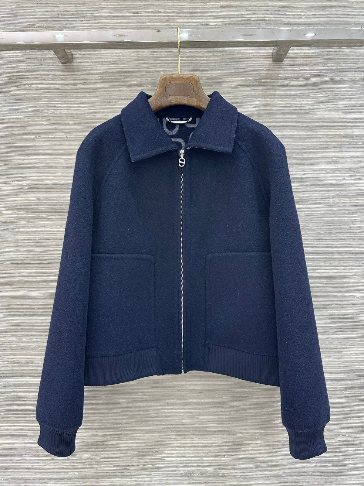 HM 26s Cashmere Bomber Jacket Navy Blue 427326