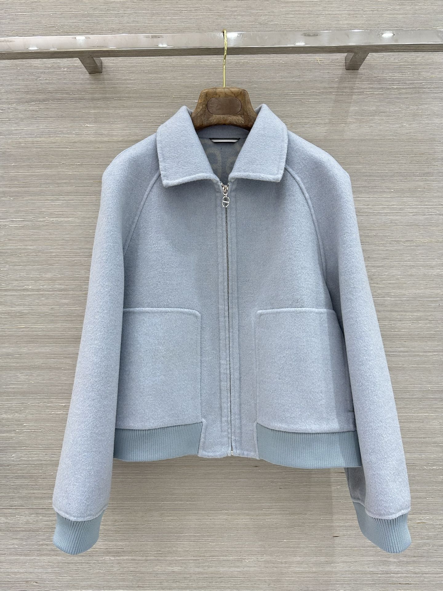 HM 26s Cashmere Bomber Jacket Light Blue 427324