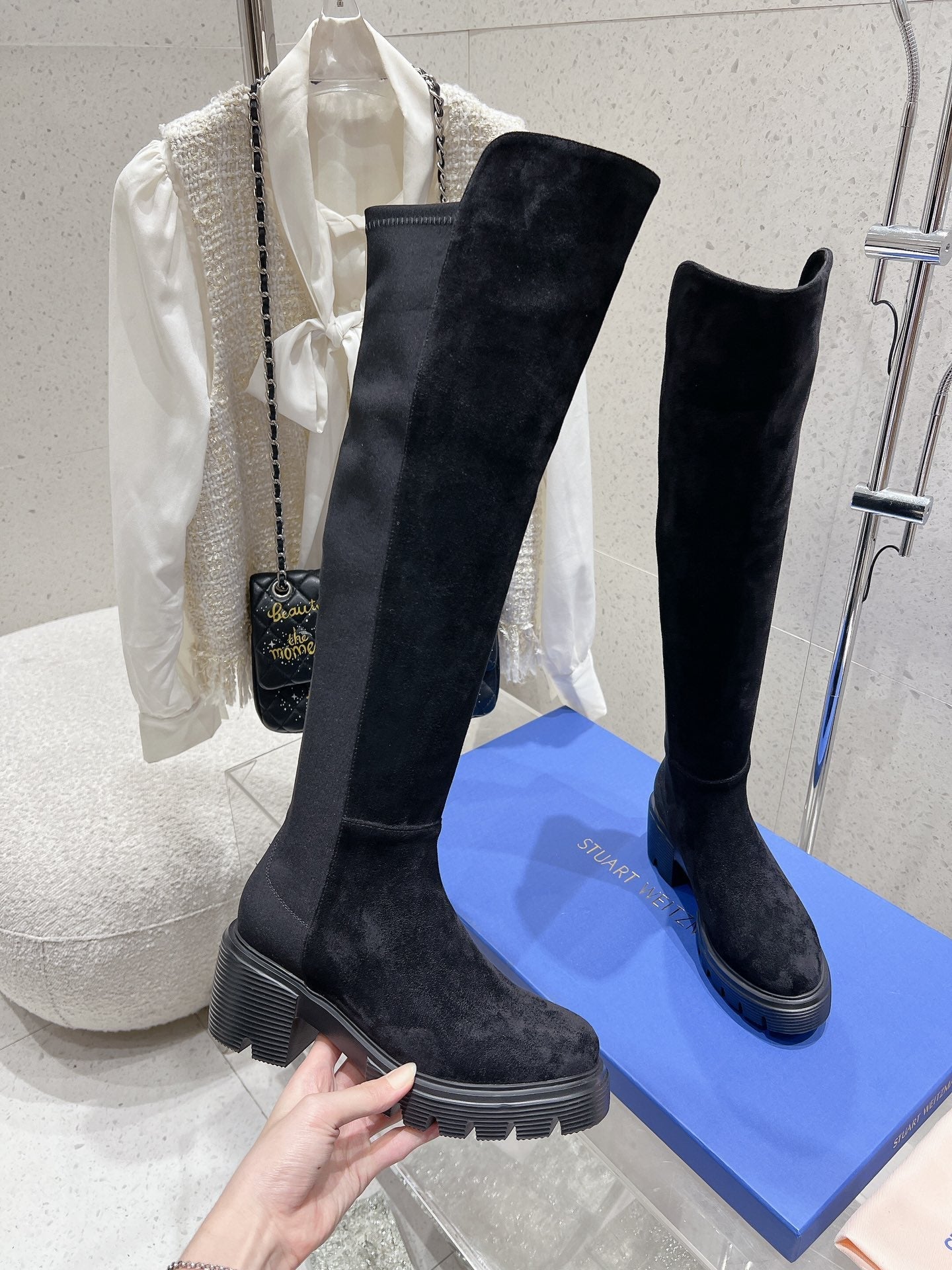 SW  Soho Knee-High Boot Black Suede 554357