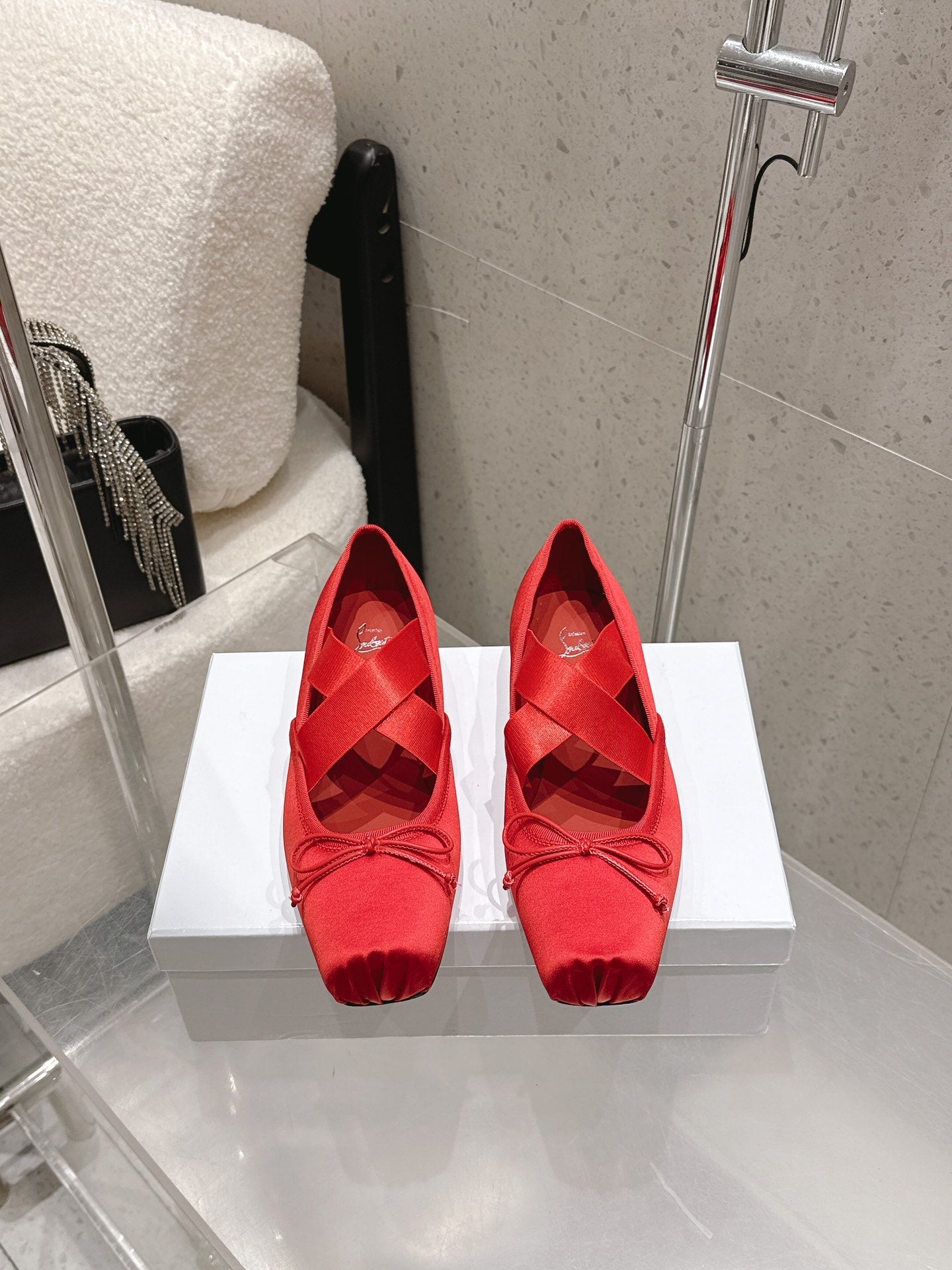 CL Ballet Butterfly Ballet Flats Red Satin610808