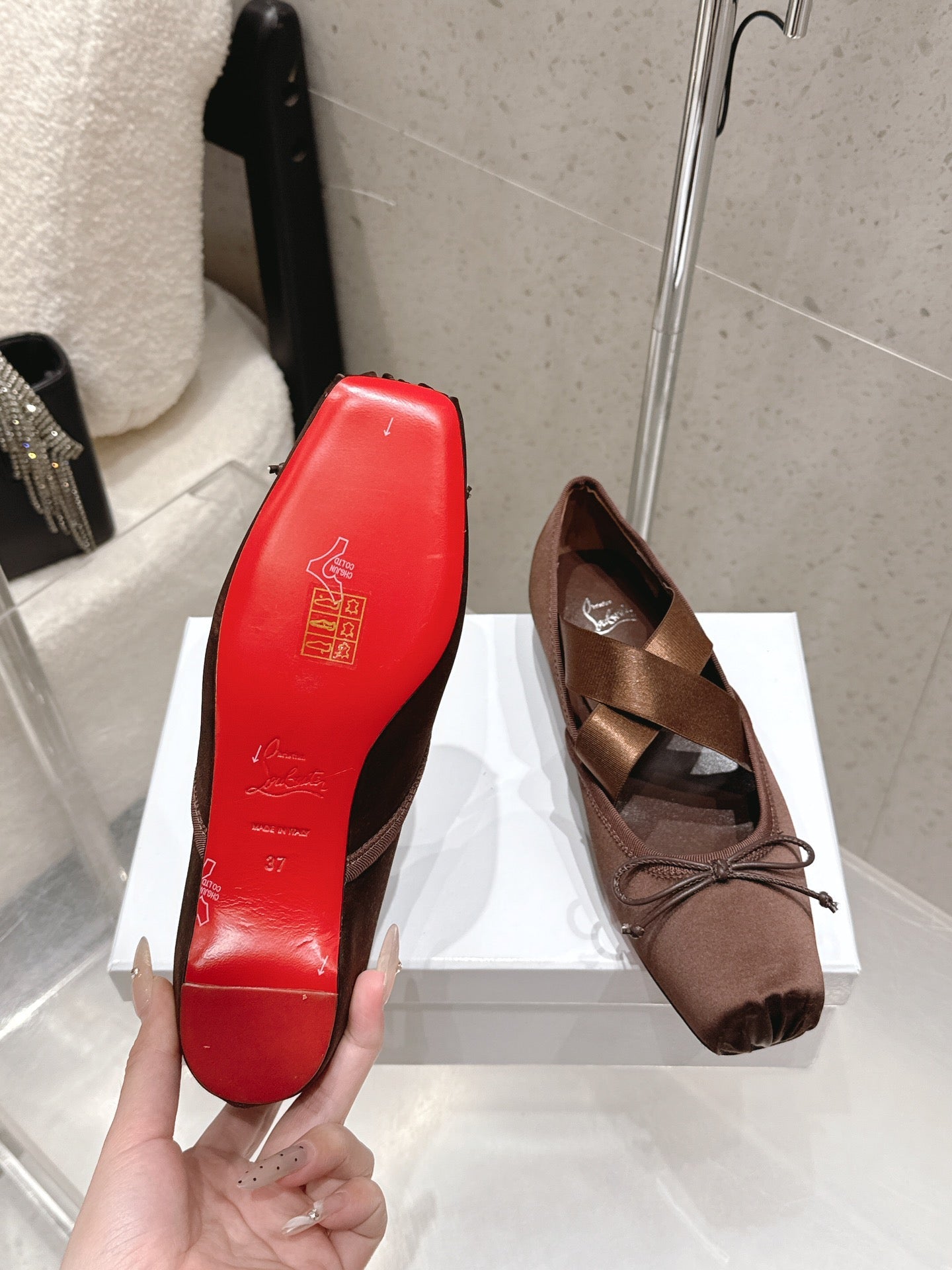 CL Ballet Butterfly Ballet Flats Brown Satin 610810