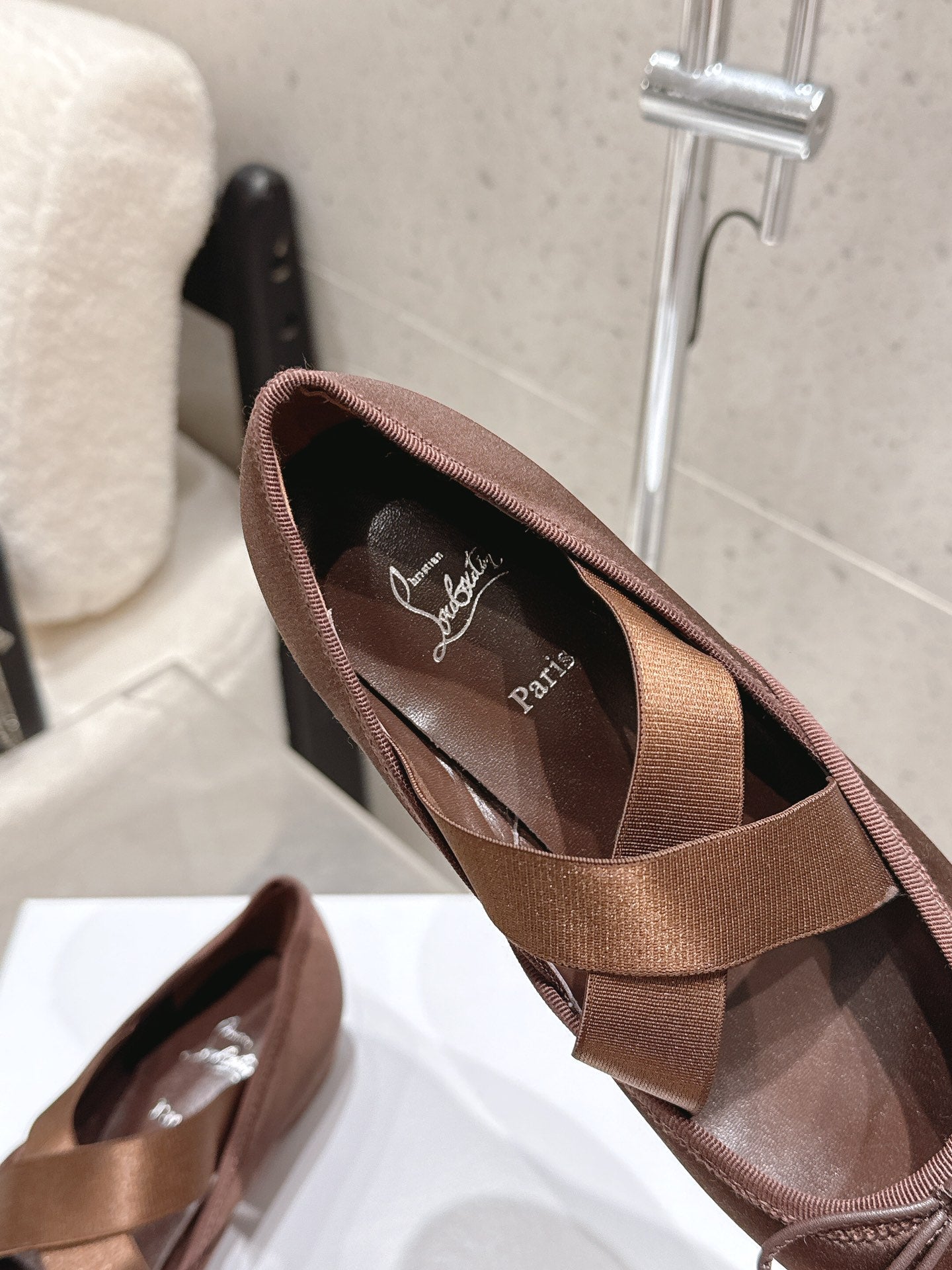 CL Ballet Butterfly Ballet Flats Brown Satin 610810