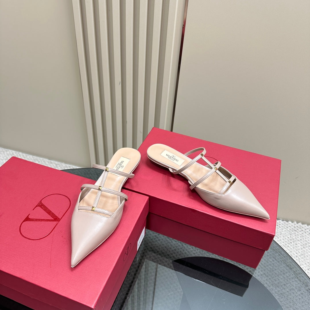 Valentino Rockstud Soft Pink Calfskin Mule 20mm