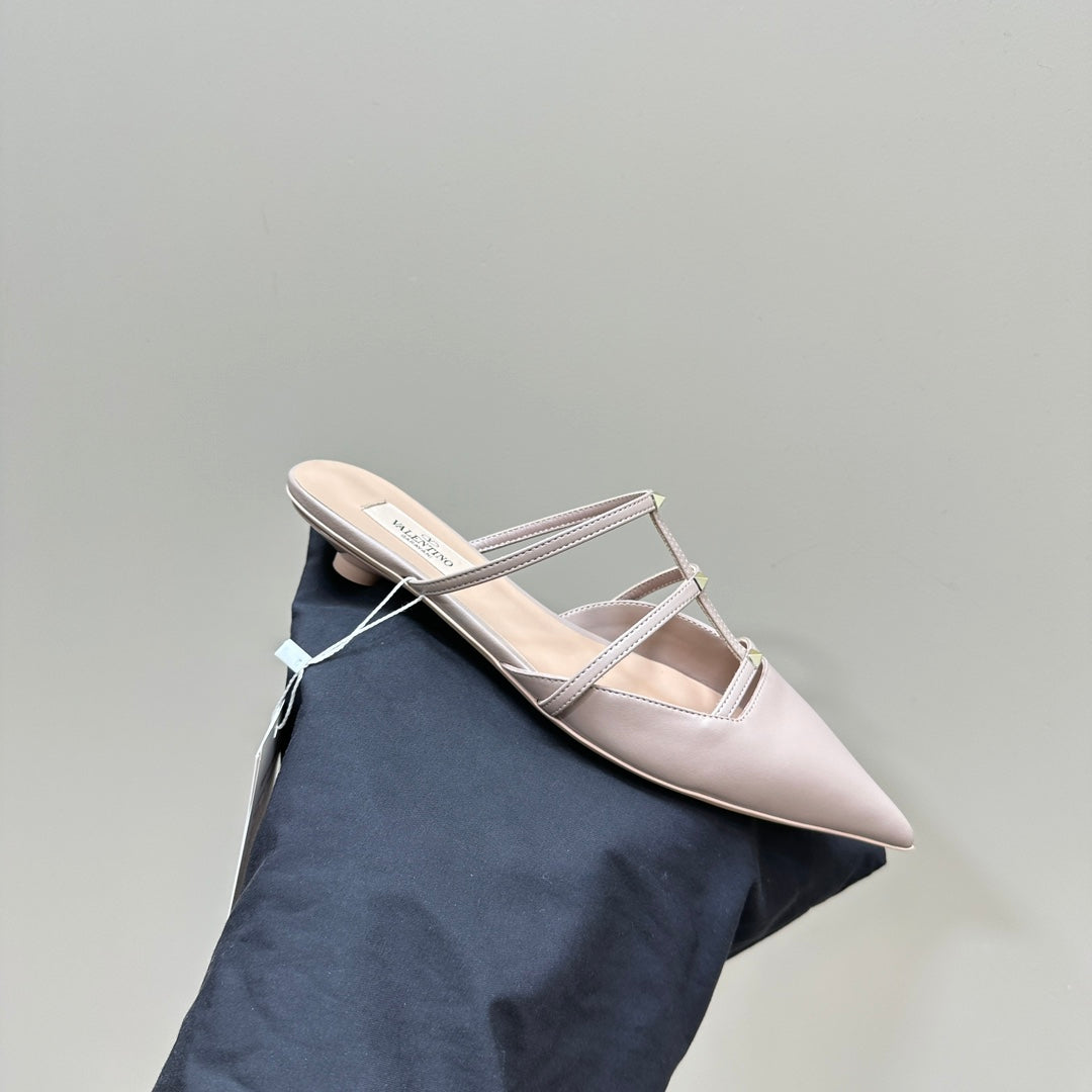 Valentino Rockstud Soft Pink Calfskin Mule 20mm
