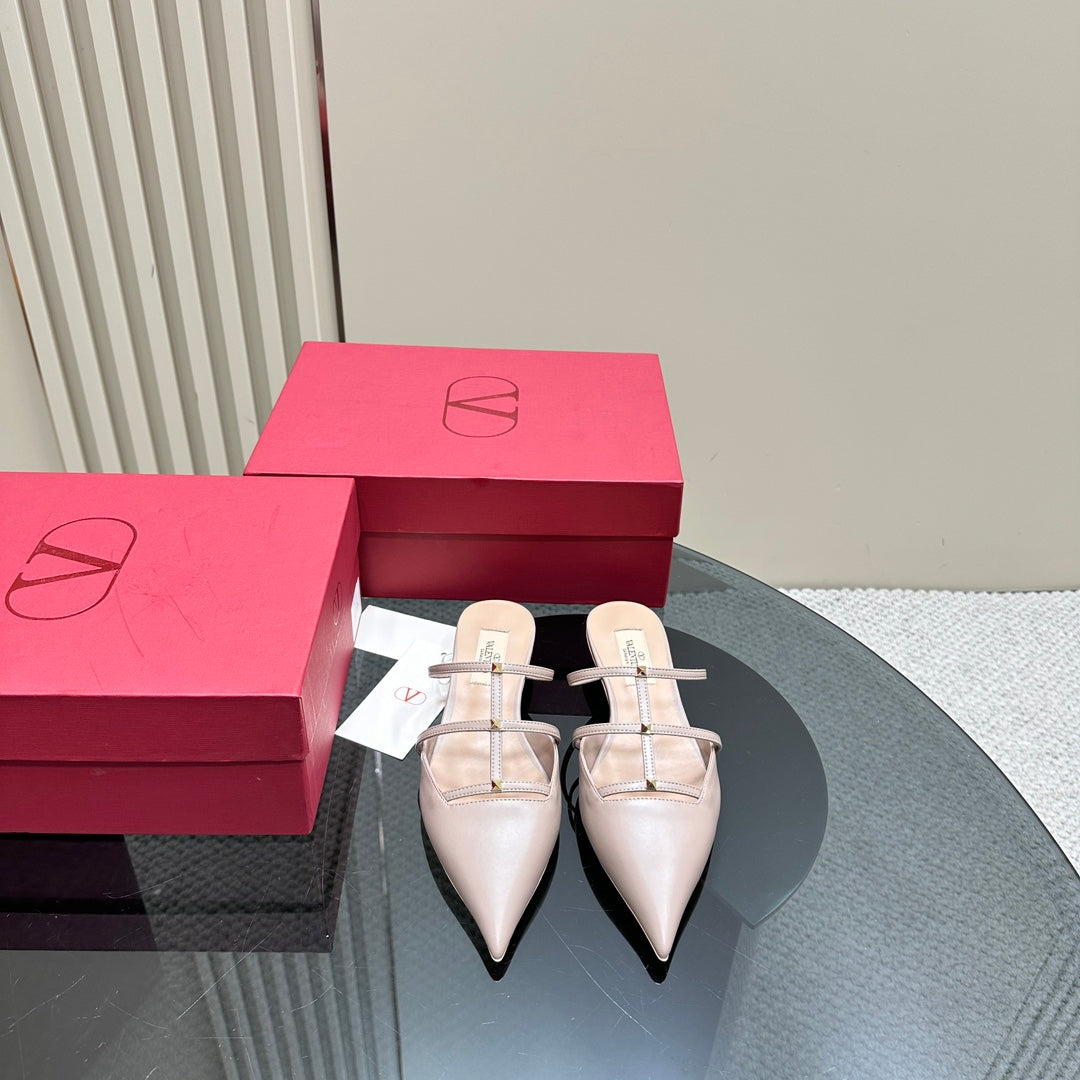 Valentino Rockstud Soft Pink Calfskin Mule 20mm