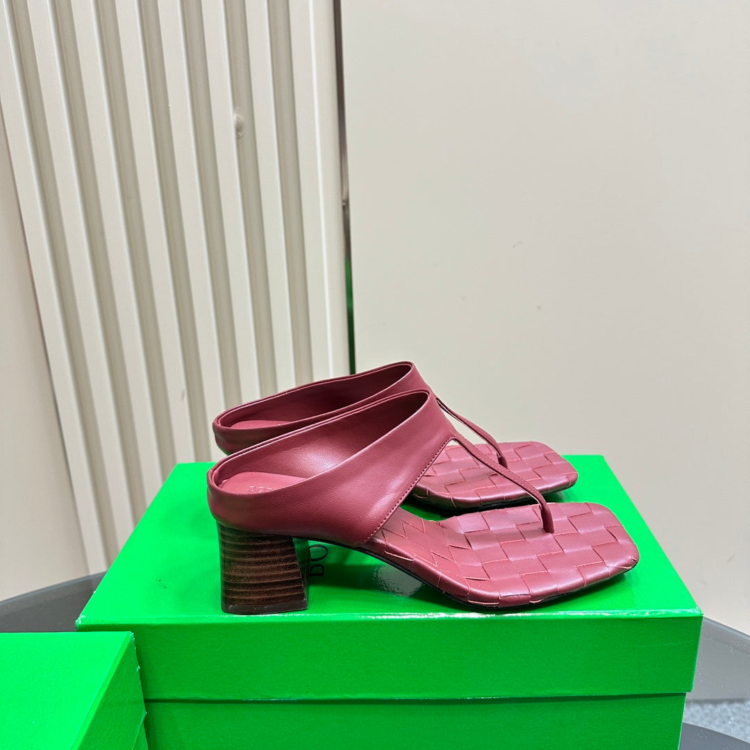BV 26s Marella Thong 5.5cm Currant Red Intrecciato Leather