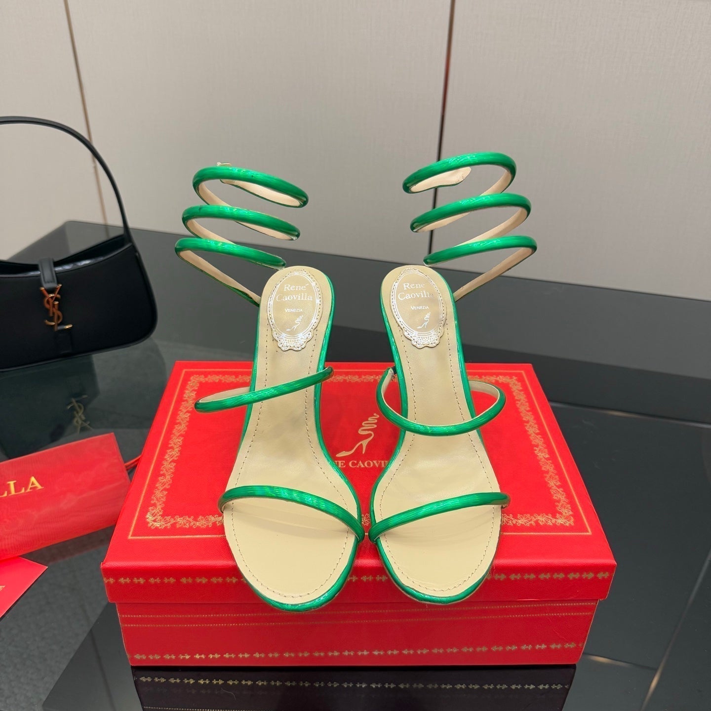 RC Sandals 9.5cm Green Imported Metal Sheepskin 302601